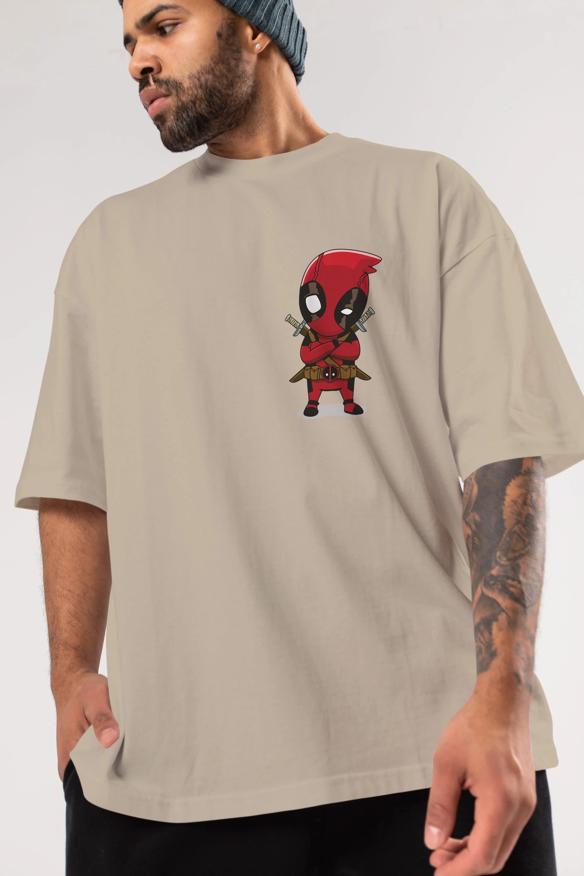 Deadpool (19) Ön Sol Baskılı Oversize t-shirt Erkek Kadın Unisex %100 Pamuk Bisiklet Yaka tişort