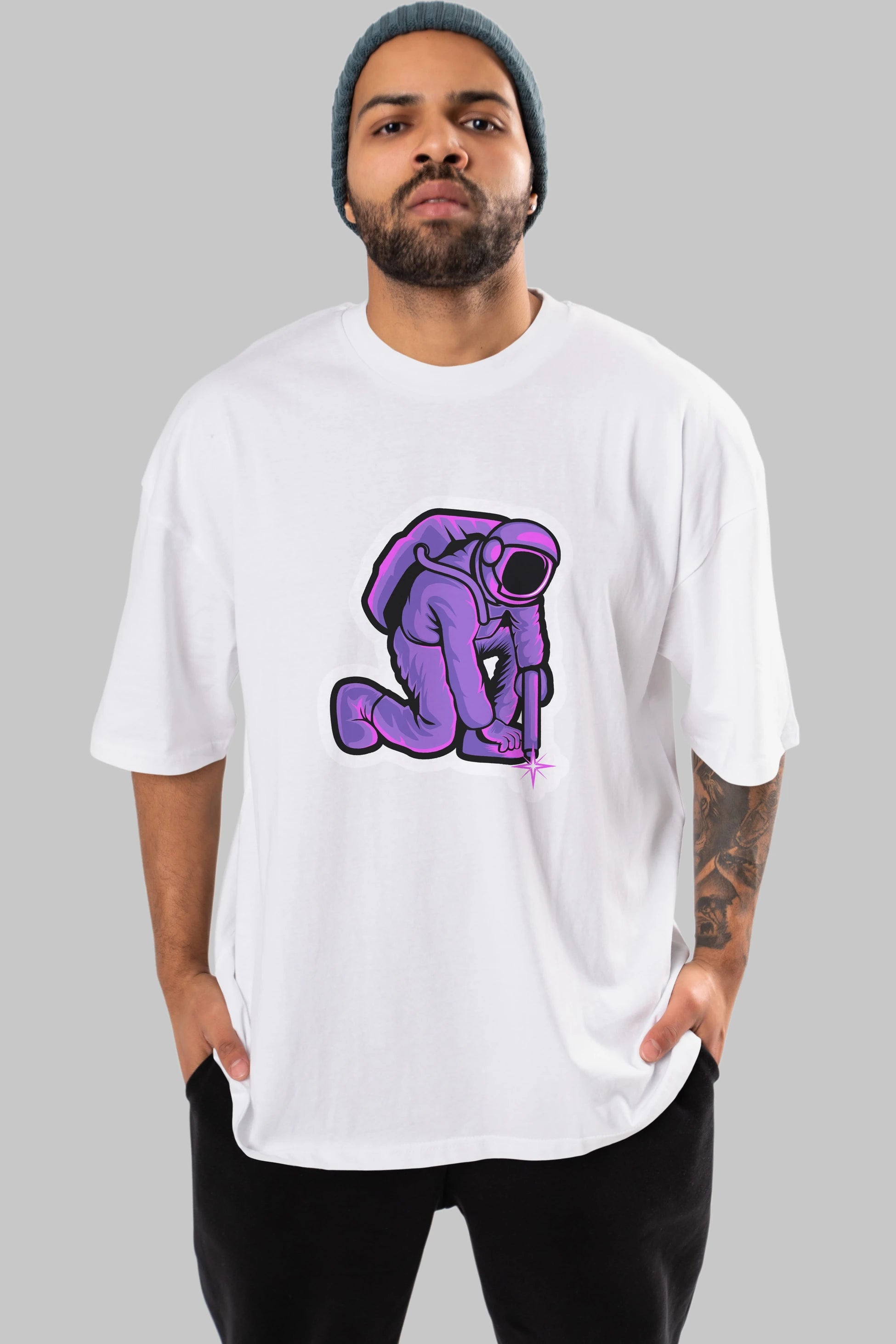 Welding in Space Sticker Ön Baskılı Oversize t-shirt Erkek Kadın Unisex