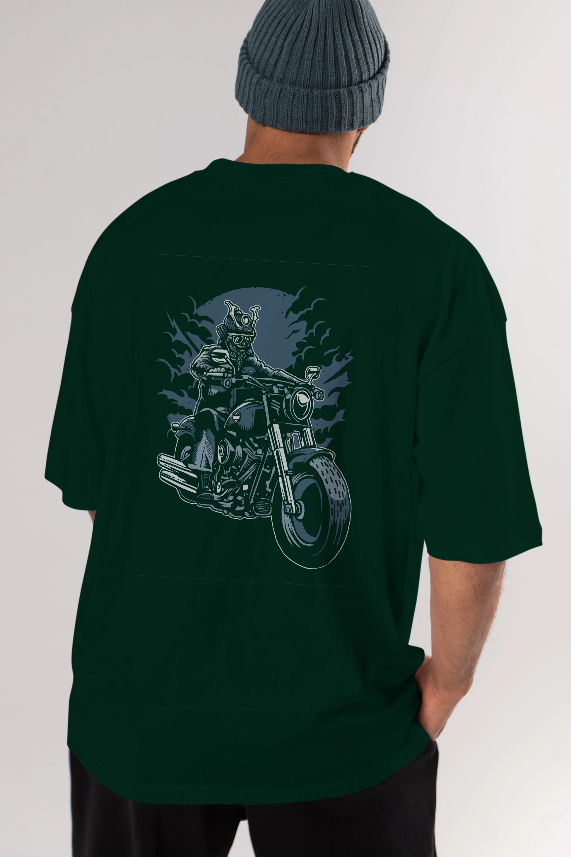 Samurai Ride Arka Baskılı Oversize t-shirt Erkek Kadın Unisex %100 Pamuk