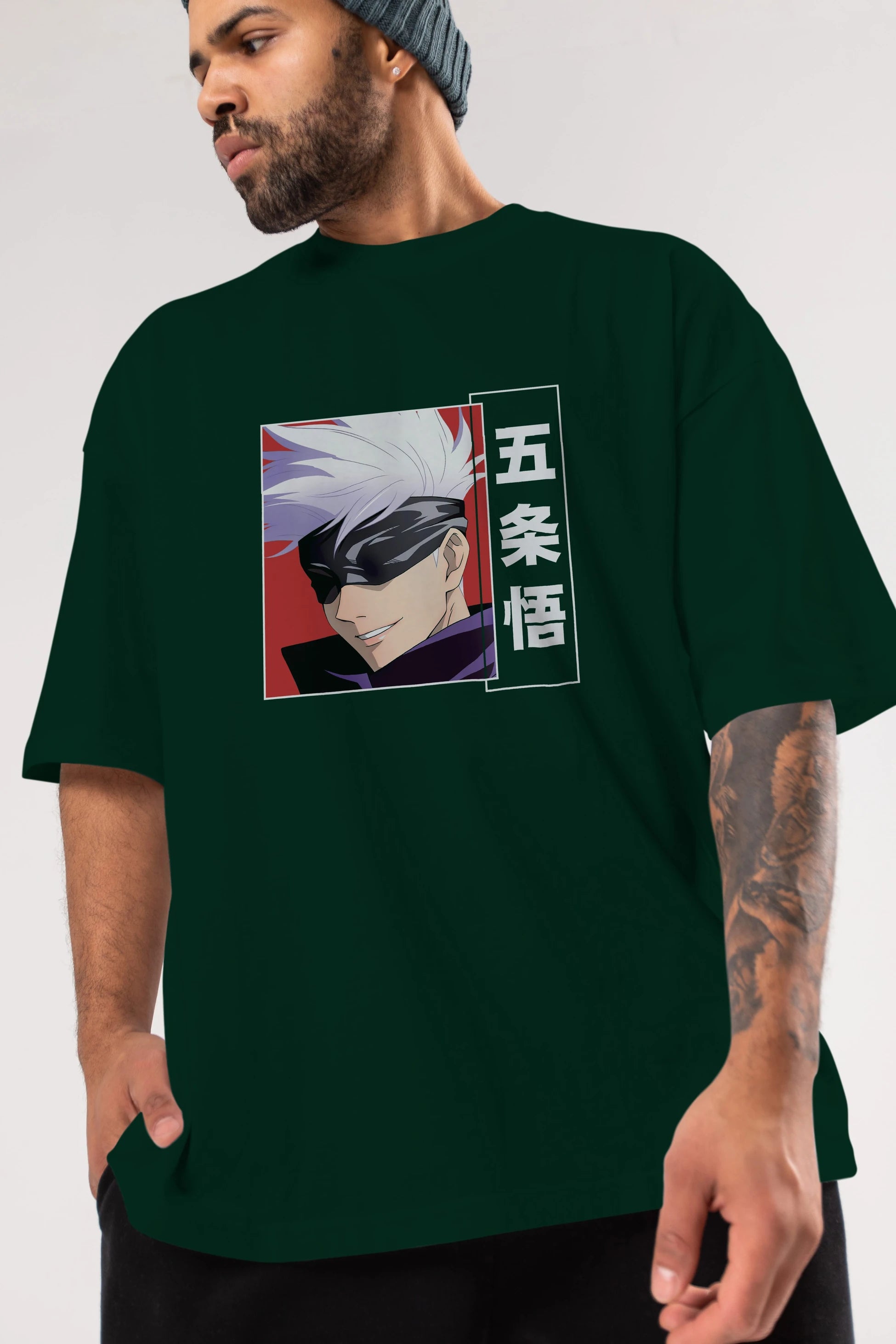 SATORU GOJO Anime Ön Baskılı Oversize t-shirt %100 pamuk Erkek Kadın Unisex