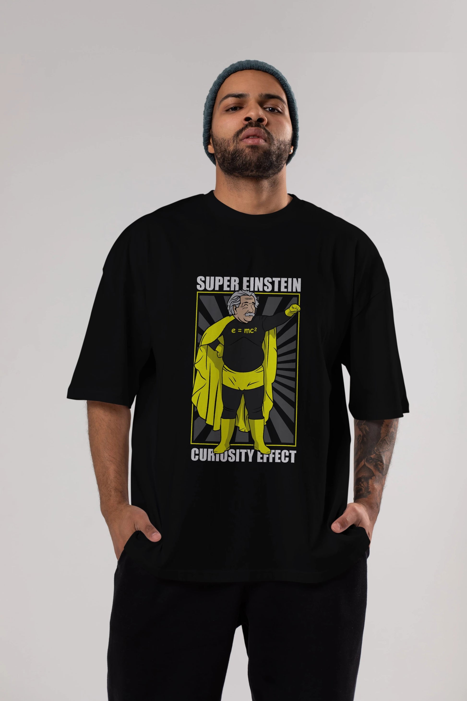 Super Einsten Ön Baskılı Oversize t-shirt Erkek Kadın Unisex %100 Pamuk tişort