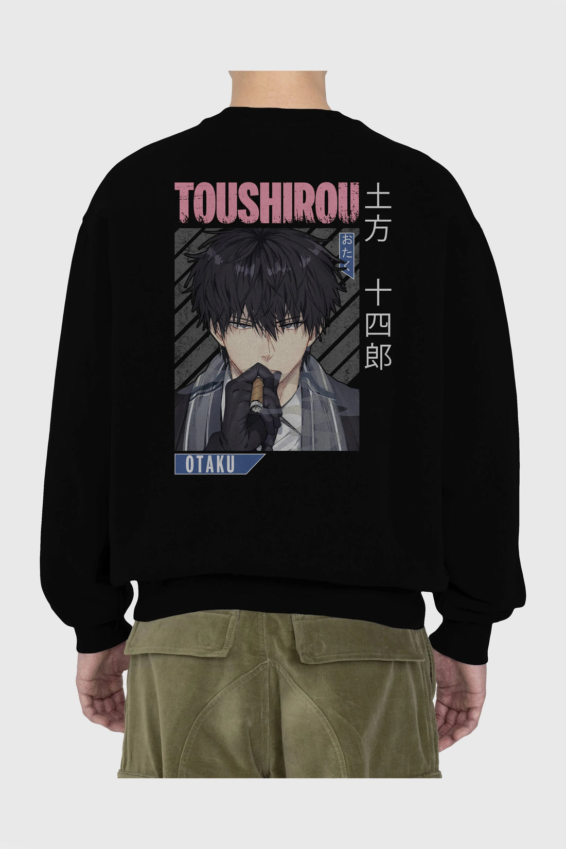 Toushirou Hijikata 2 Anime Arka Baskılı Oversize Sweatshirt Erkek Kadın Unisex