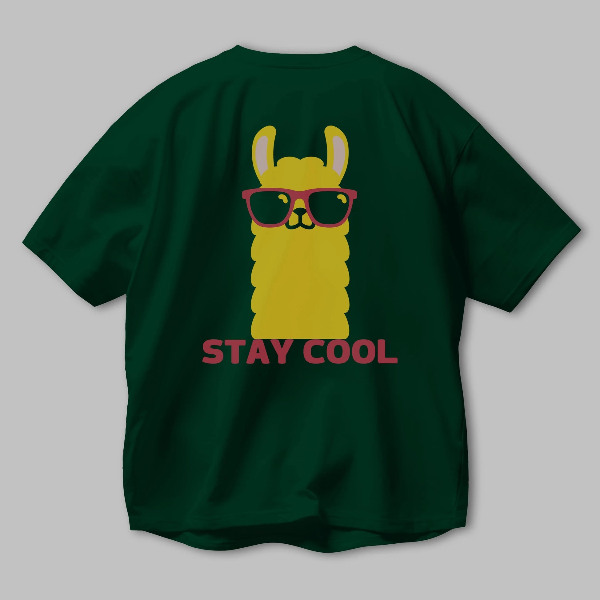 Stay Cool Yazılı Lama Arka Baskılı Oversize t-shirt Erkek Kadın Unisex