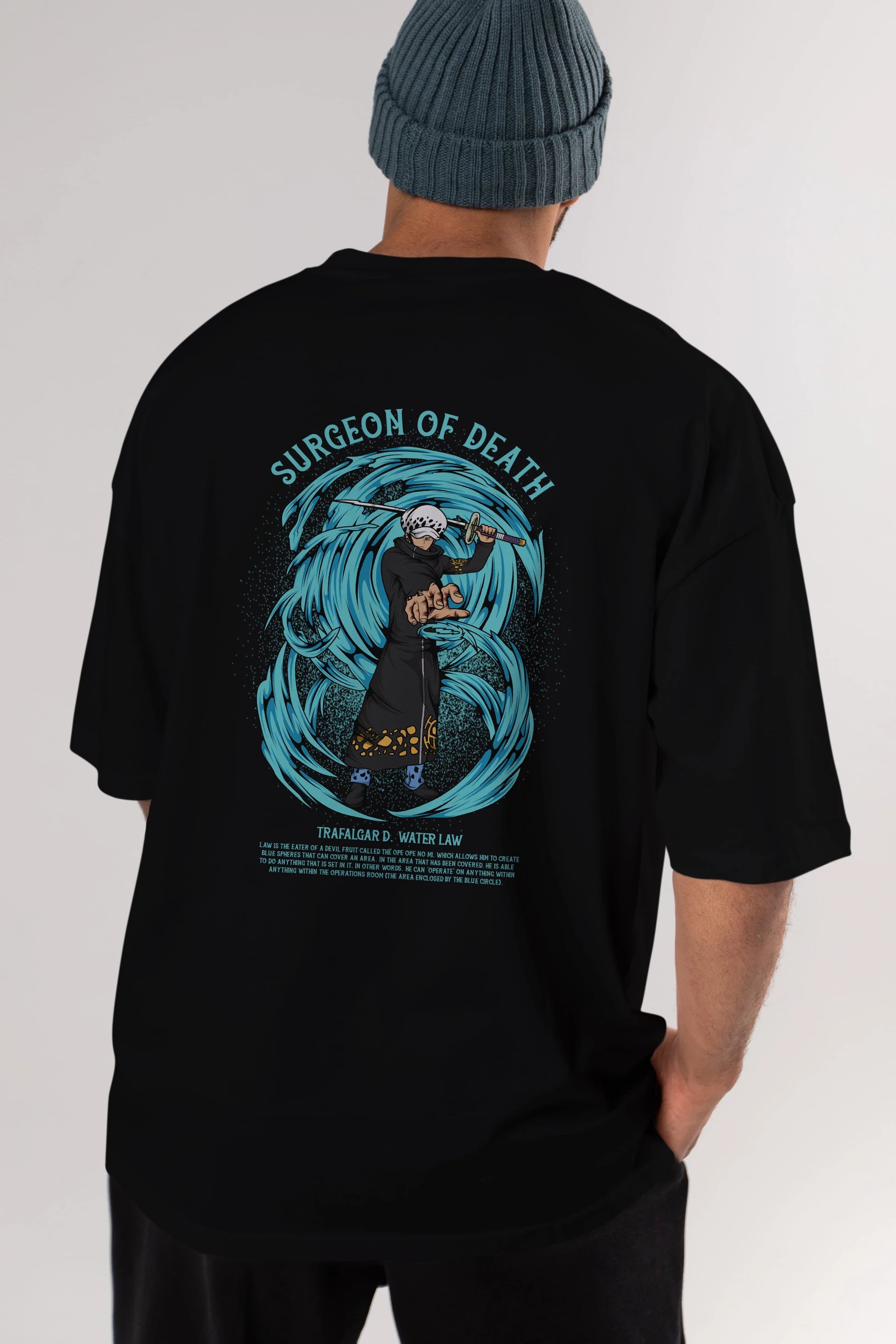 Trafalgad D. Water Law Anime Arka Baskılı Oversize t-shirt Erkek Kadın Unisex