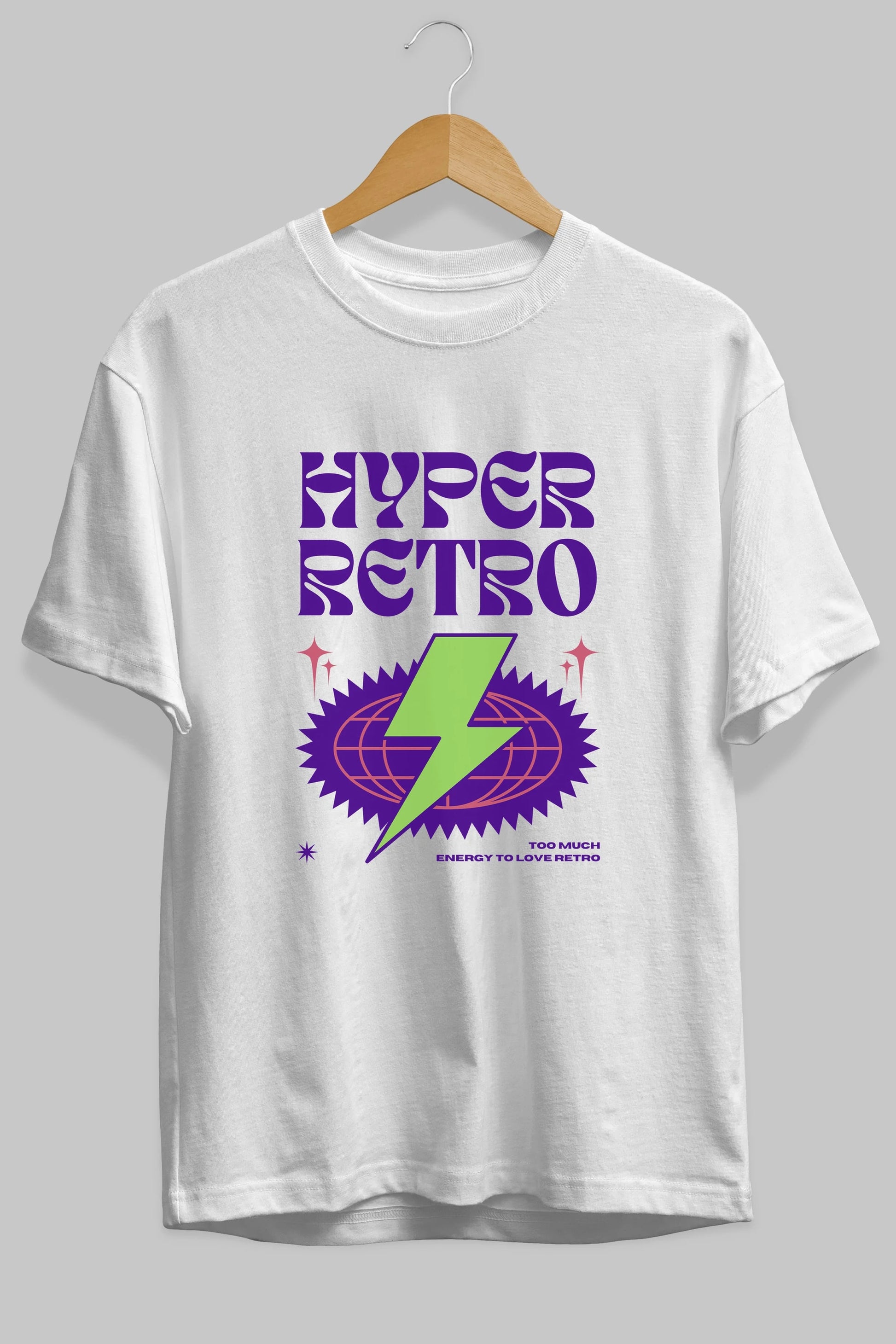 Hyper Retro Yazılı Ön Baskılı Oversize t-shirt Erkek Kadın Unisex