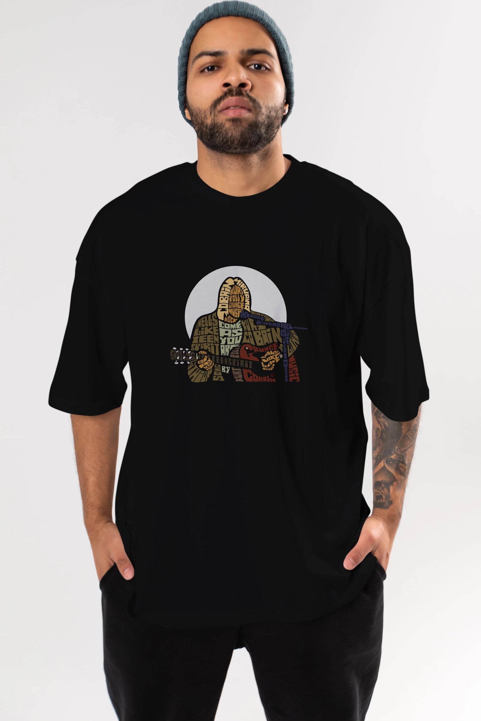 Kurt Cobain Ön Baskılı Oversize t-shirt %100 pamuk Erkek Kadın Unisex