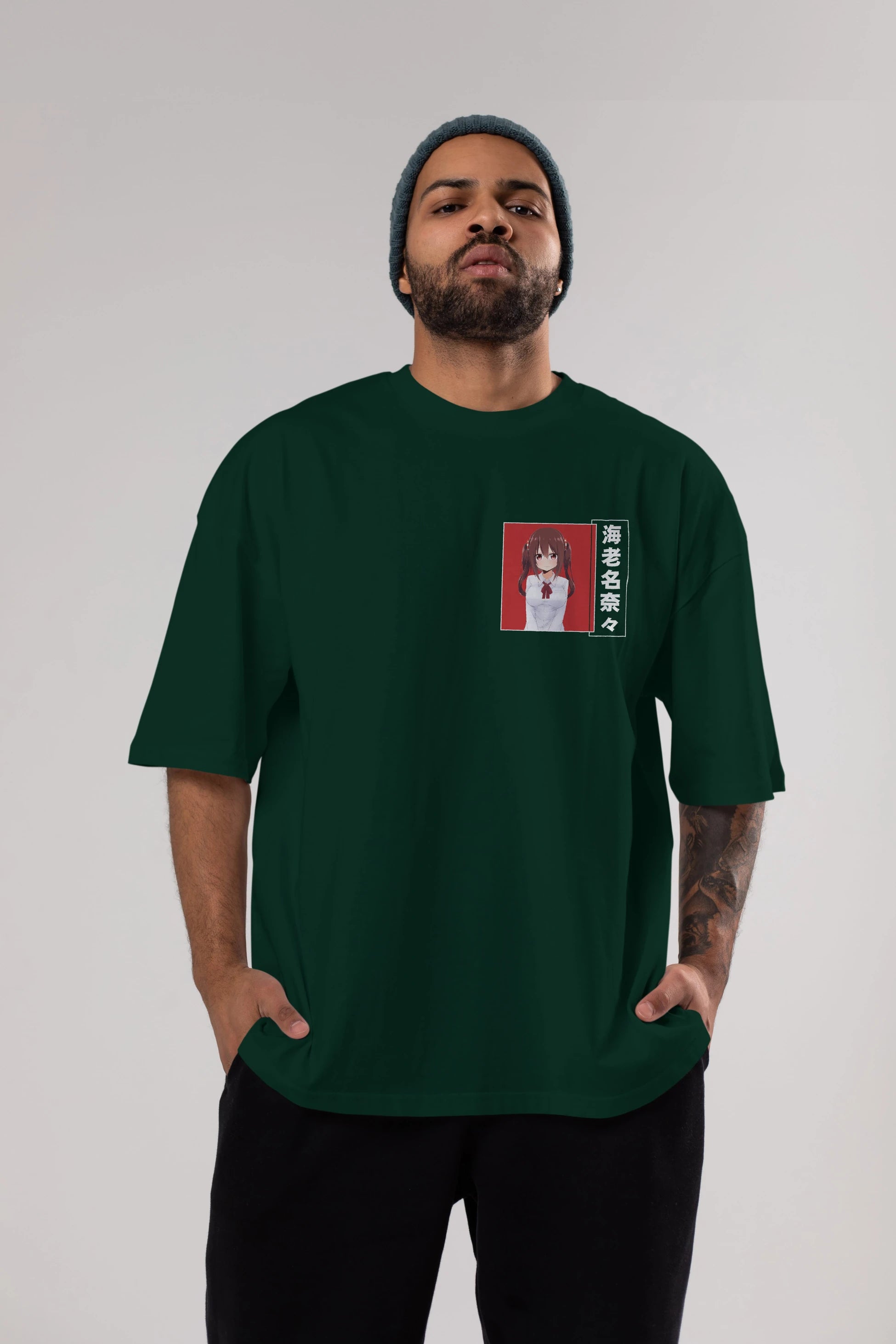 Nana Ebina 1 Ön Sol Baskılı Oversize t-shirt Erkek Kadın Unisex %100 Pamuk Bisiklet Yaka tişort