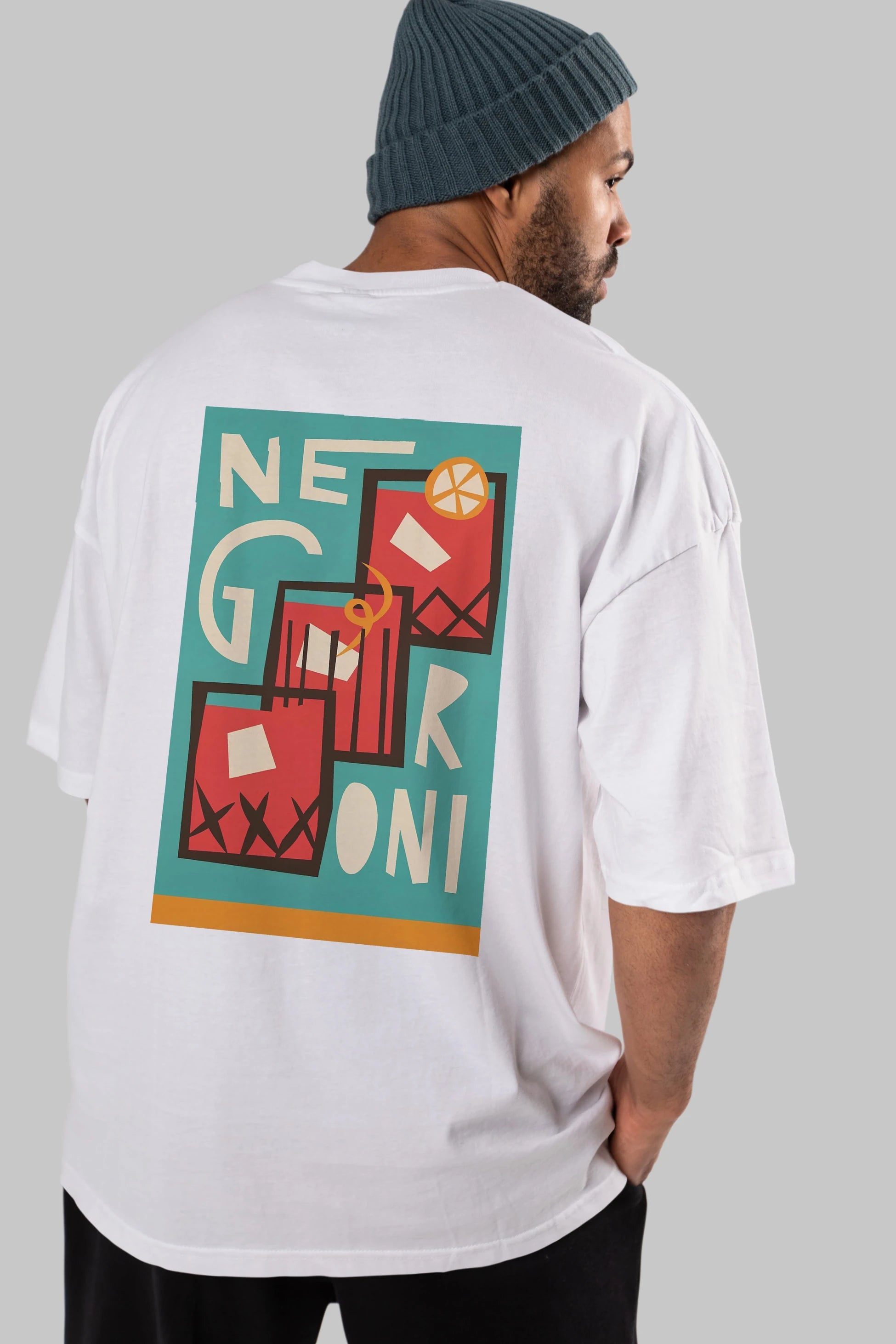 Negroni 3 Arka Baskılı Oversize t-shirt Erkek Kadın Unisex %100 Pamuk Bisiklet Yaka tişort