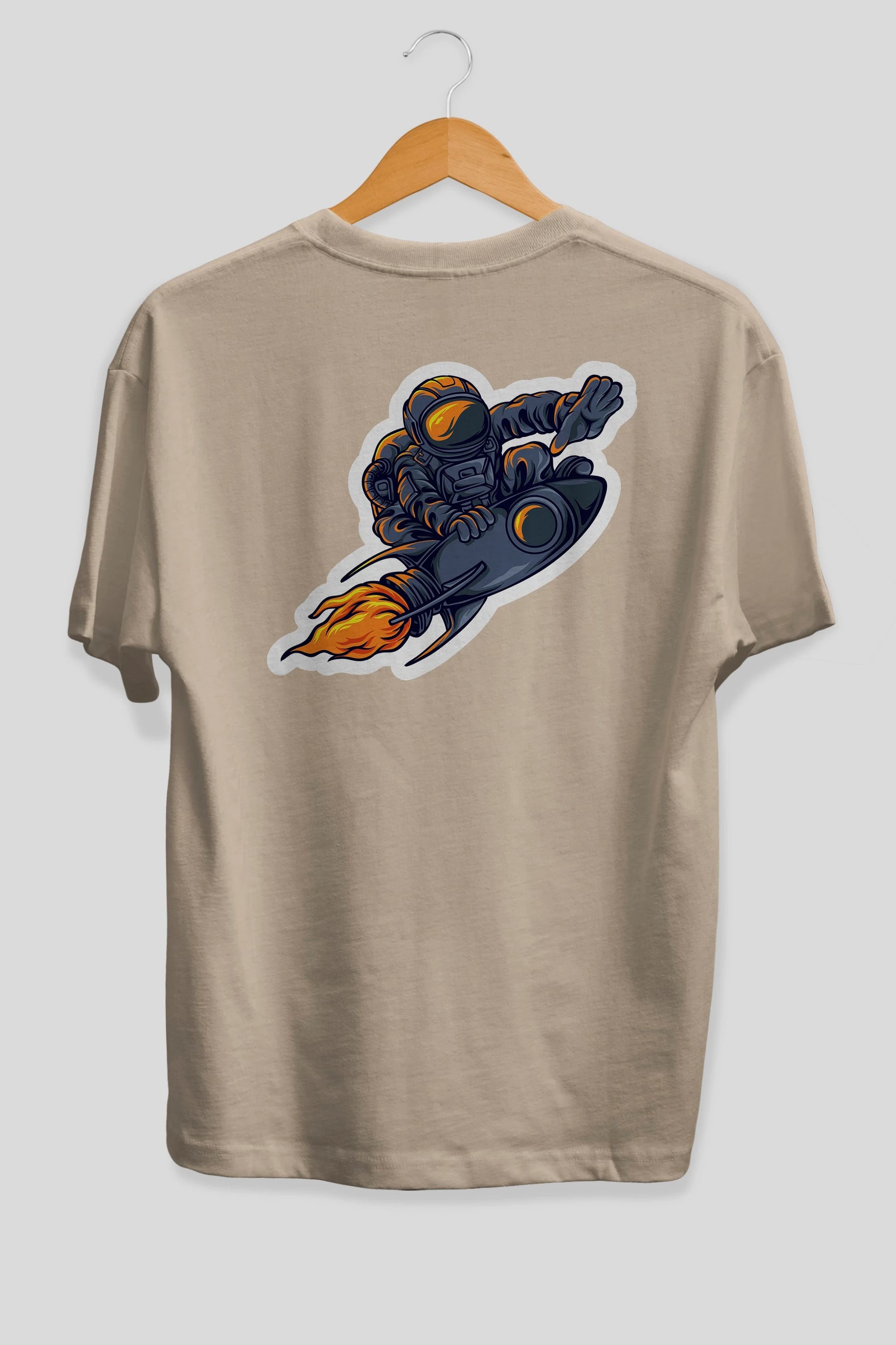 Astrocket Illustration Sticker Arka Baskılı Oversize t-shirt Erkek Kadın Unisex