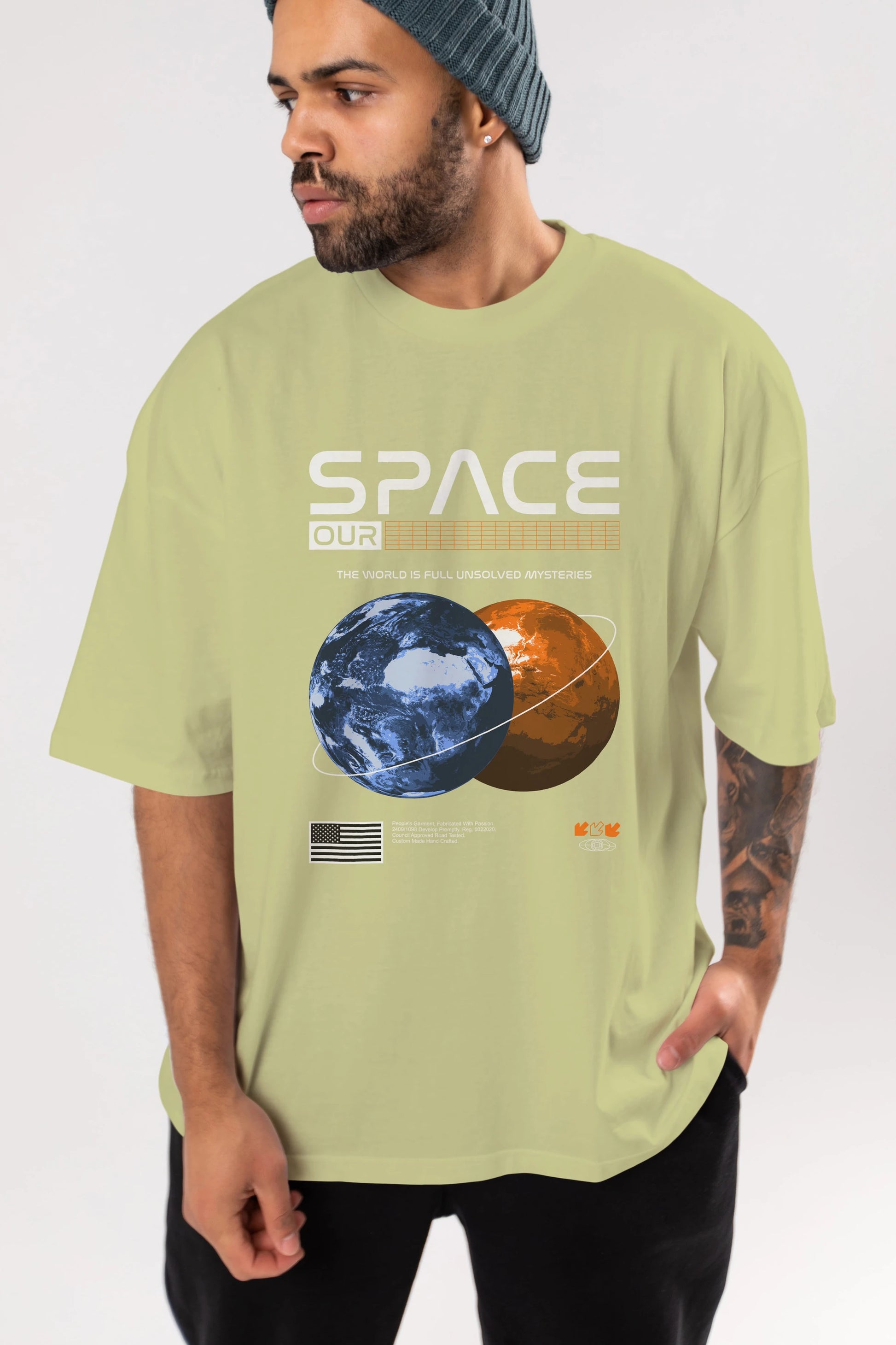 Space Our Ön Baskılı Oversize t-shirt Erkek Kadın Unisex