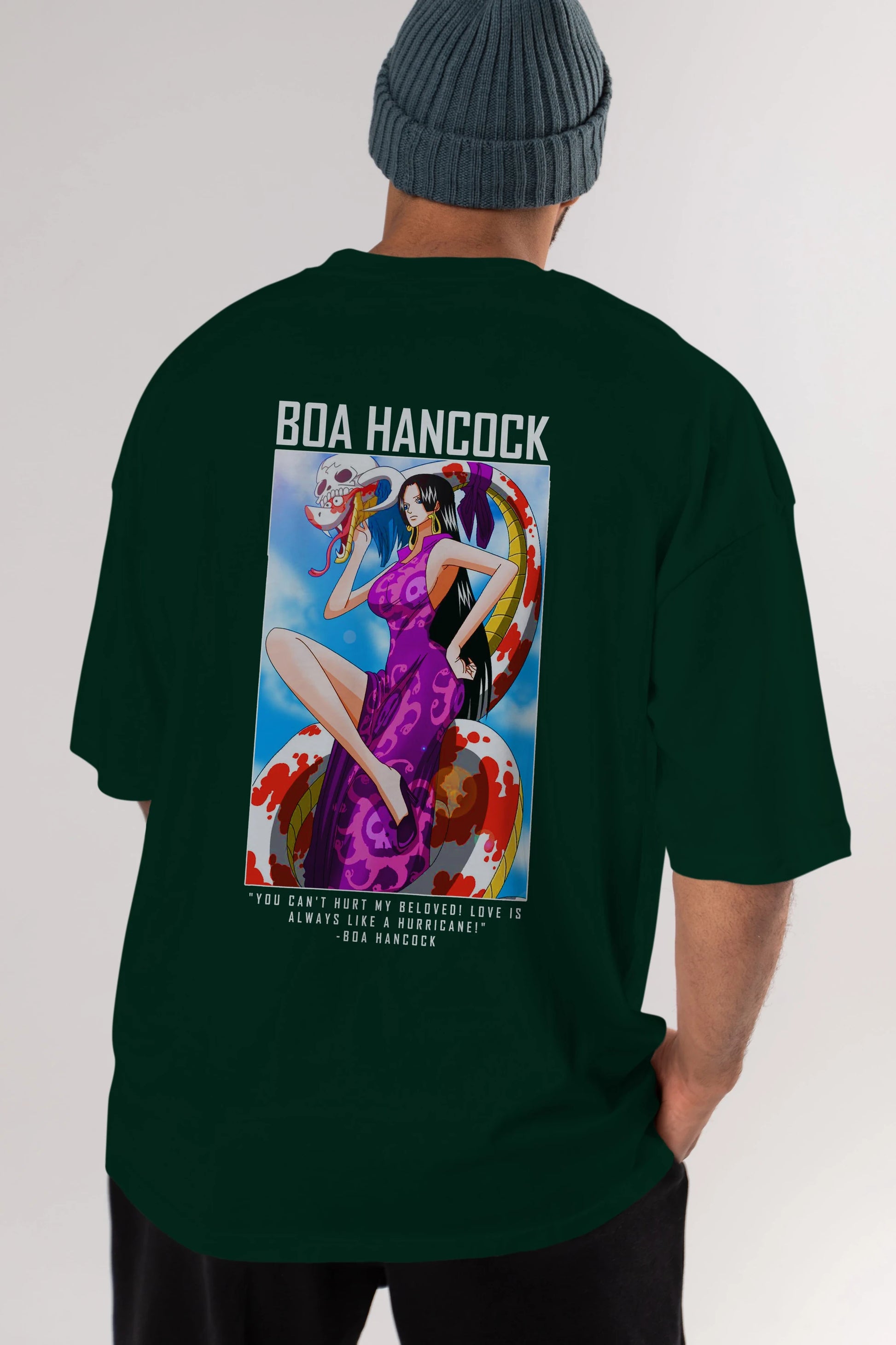 Boa Hancock Anime Arka Baskılı Oversize t-shirt Erkek Kadın Unisex %100 pamuk tişort