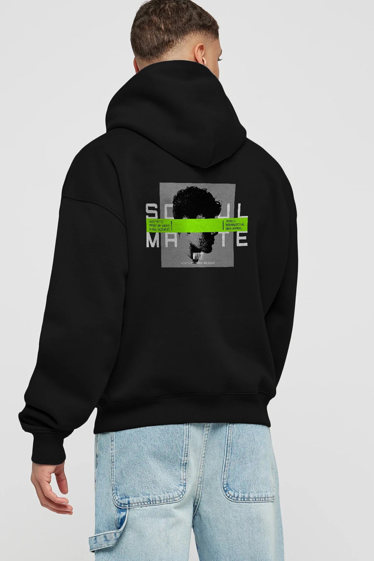 Soul Mate Arka Baskılı Hoodie Oversize Kapüşonlu Sweatshirt Erkek Kadın Unisex