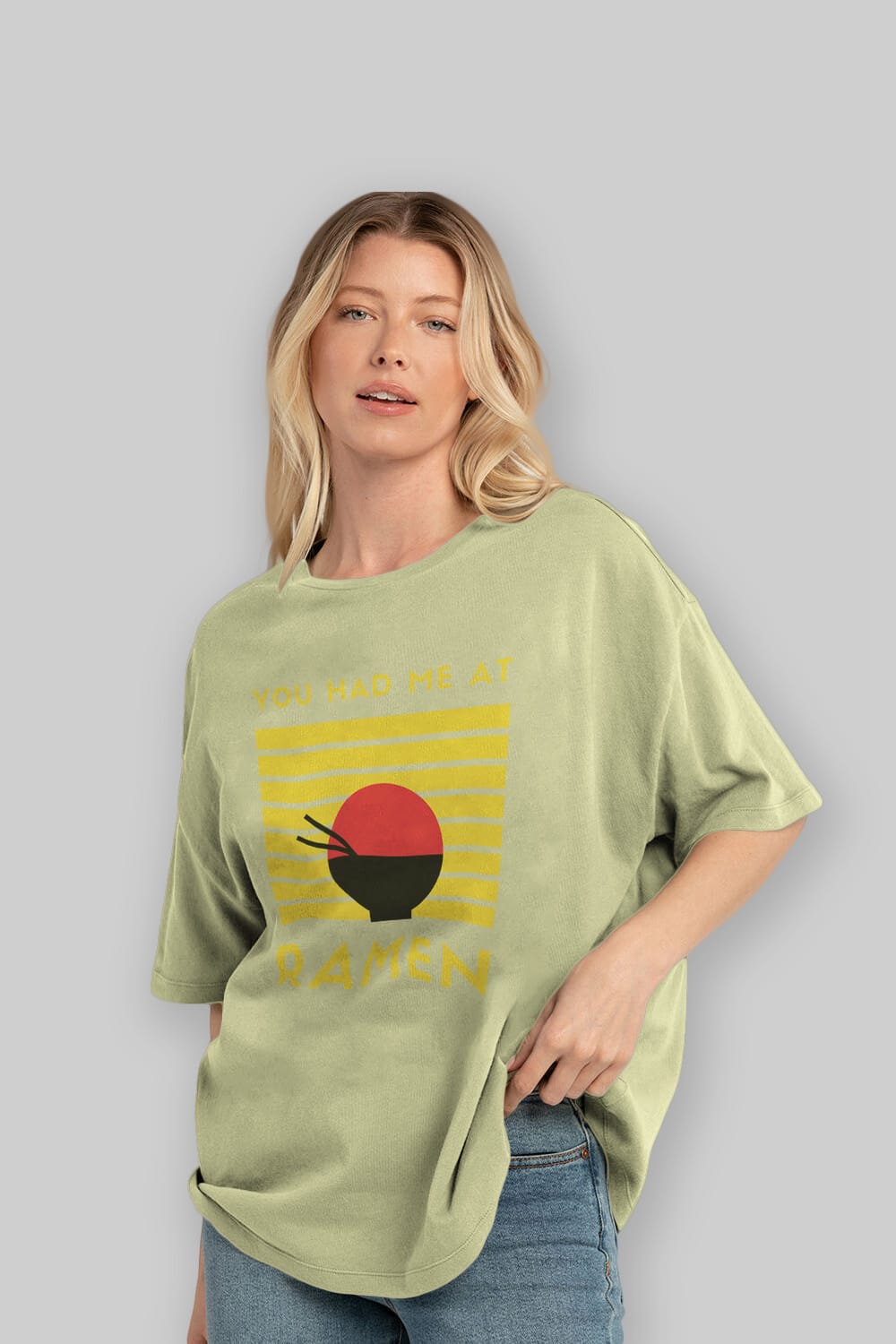 You Had me at Ramen Yazılı Ön Baskılı Oversize t-shirt Erkek Kadın Unisex