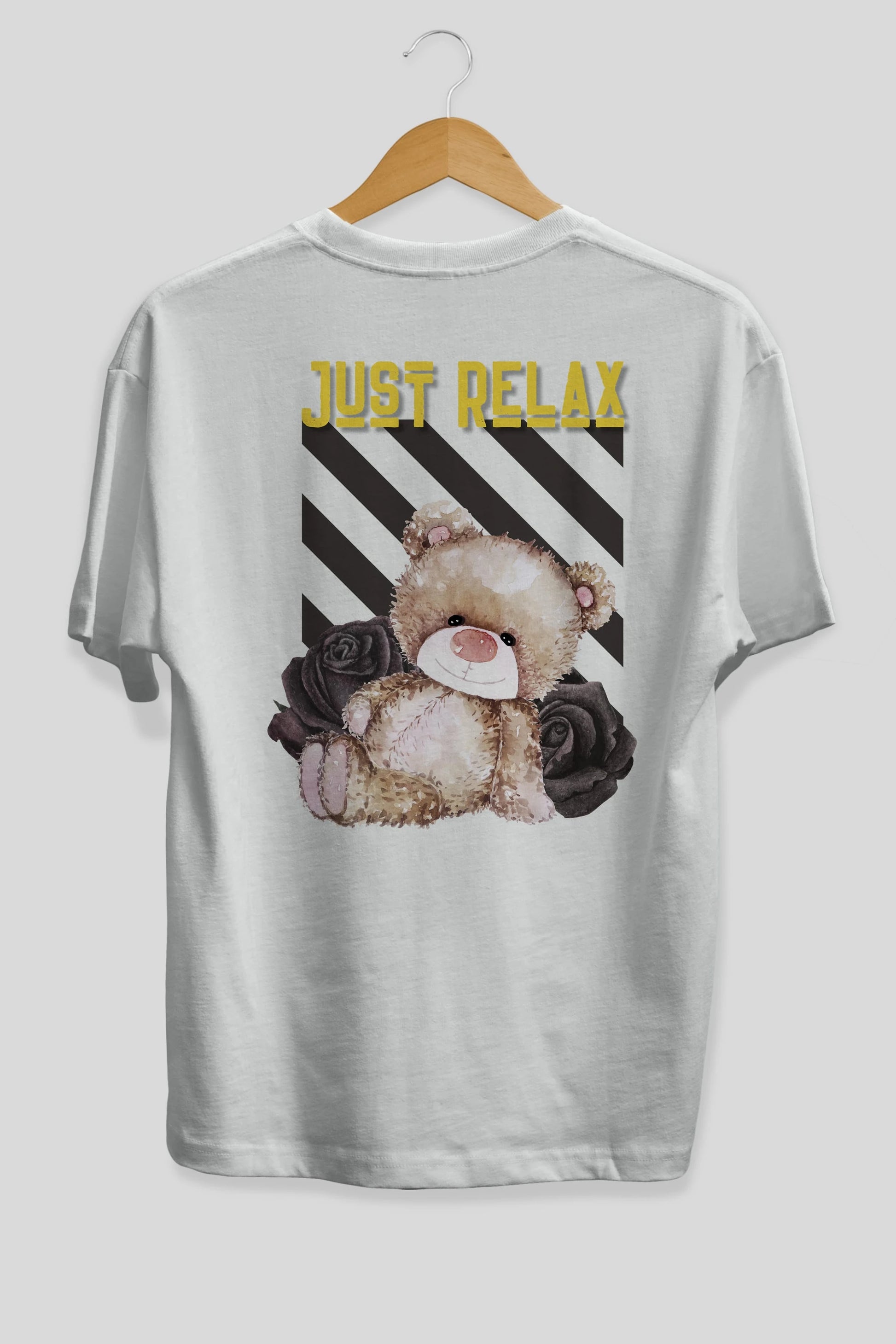 Just Relax Teddy Bear Arka Baskılı Oversize t-shirt Erkek Kadın Unisex
