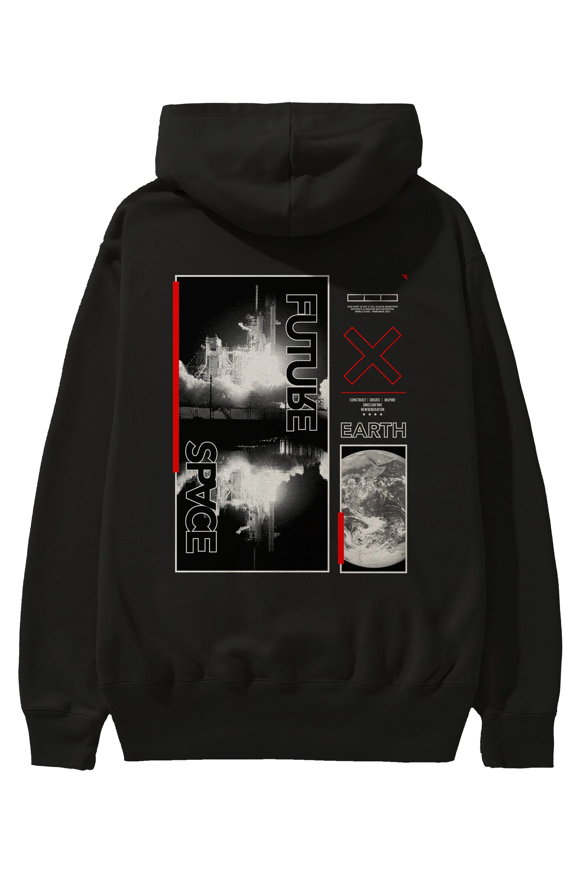 Future Space Arka Baskılı Hoodie Oversize Kapüşonlu Sweatshirt Erkek Kadın Unisex