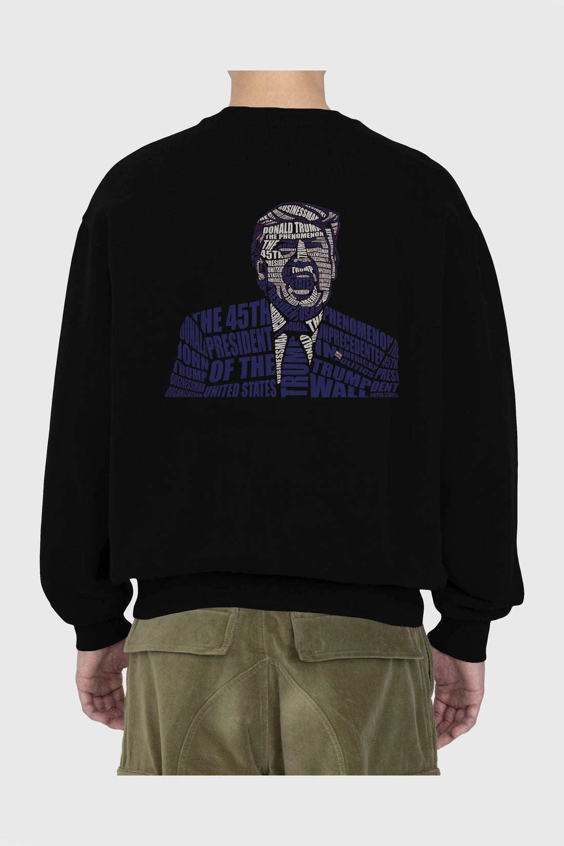 Trump Calligram Arka Baskılı Oversize Sweatshirt Erkek Kadın Unisex