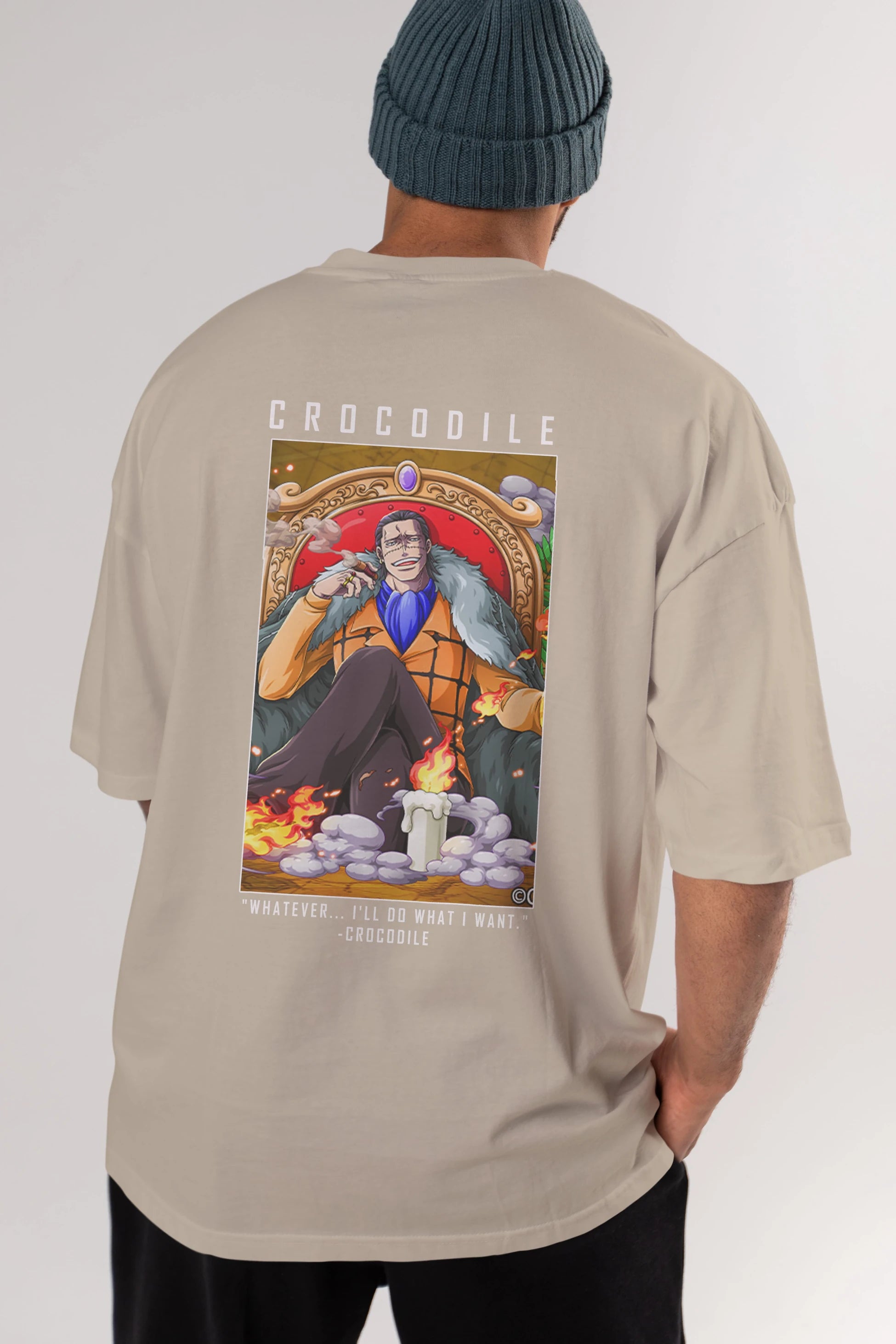 Crocodile Anime Arka Baskılı Oversize t-shirt Erkek Kadın Unisex %100 pamuk tişort
