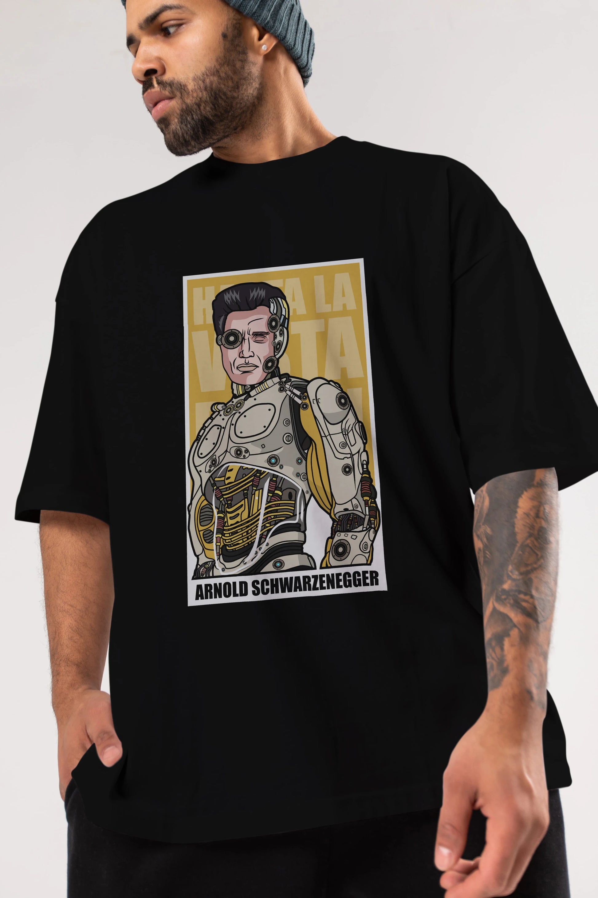 Arnold Robot Human Ön Baskılı Oversize t-shirt Erkek Kadın Unisex %100 Pamuk tişort