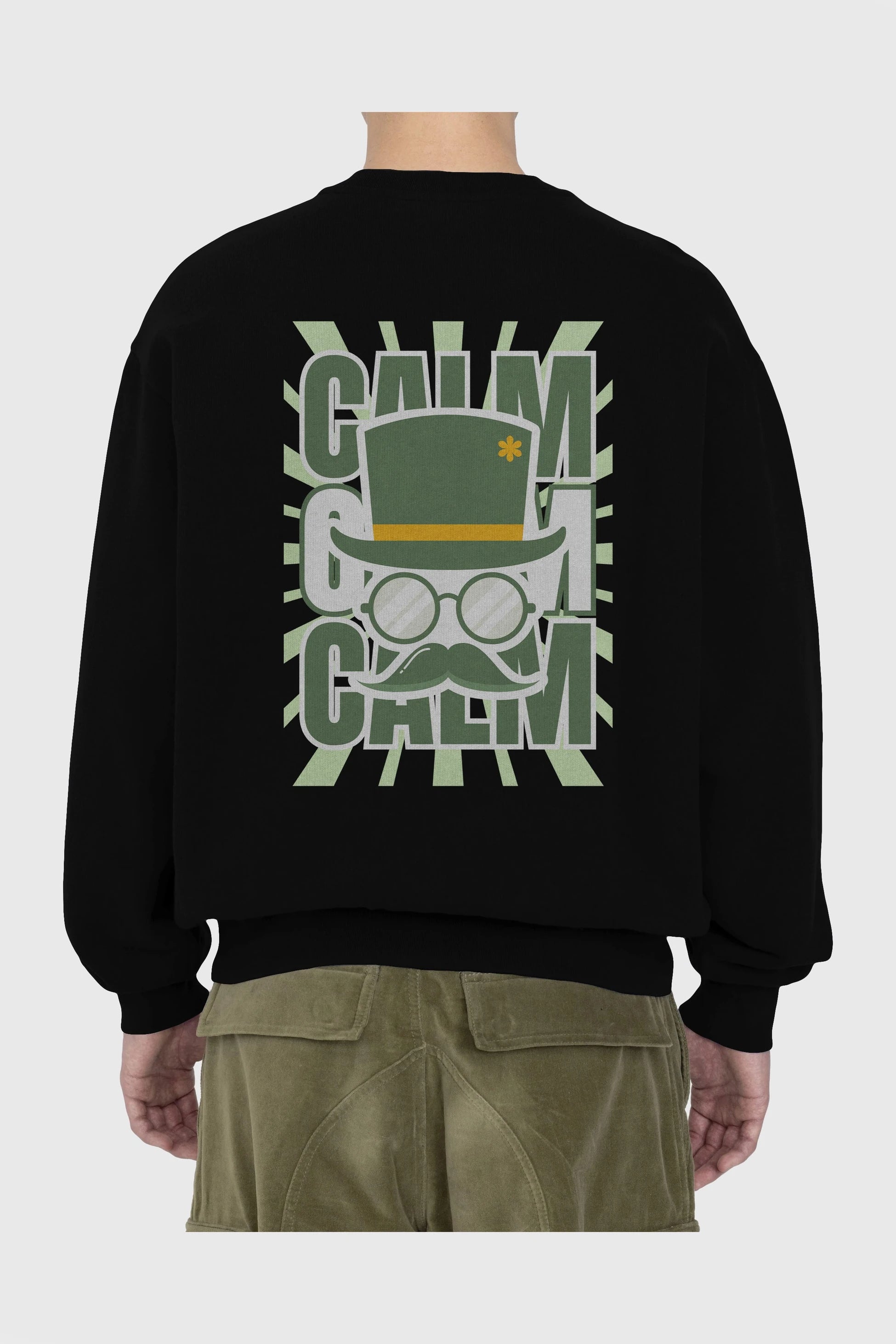 Calm Yazılı Arka Baskılı Oversize Sweatshirt Erkek Kadın Unisex