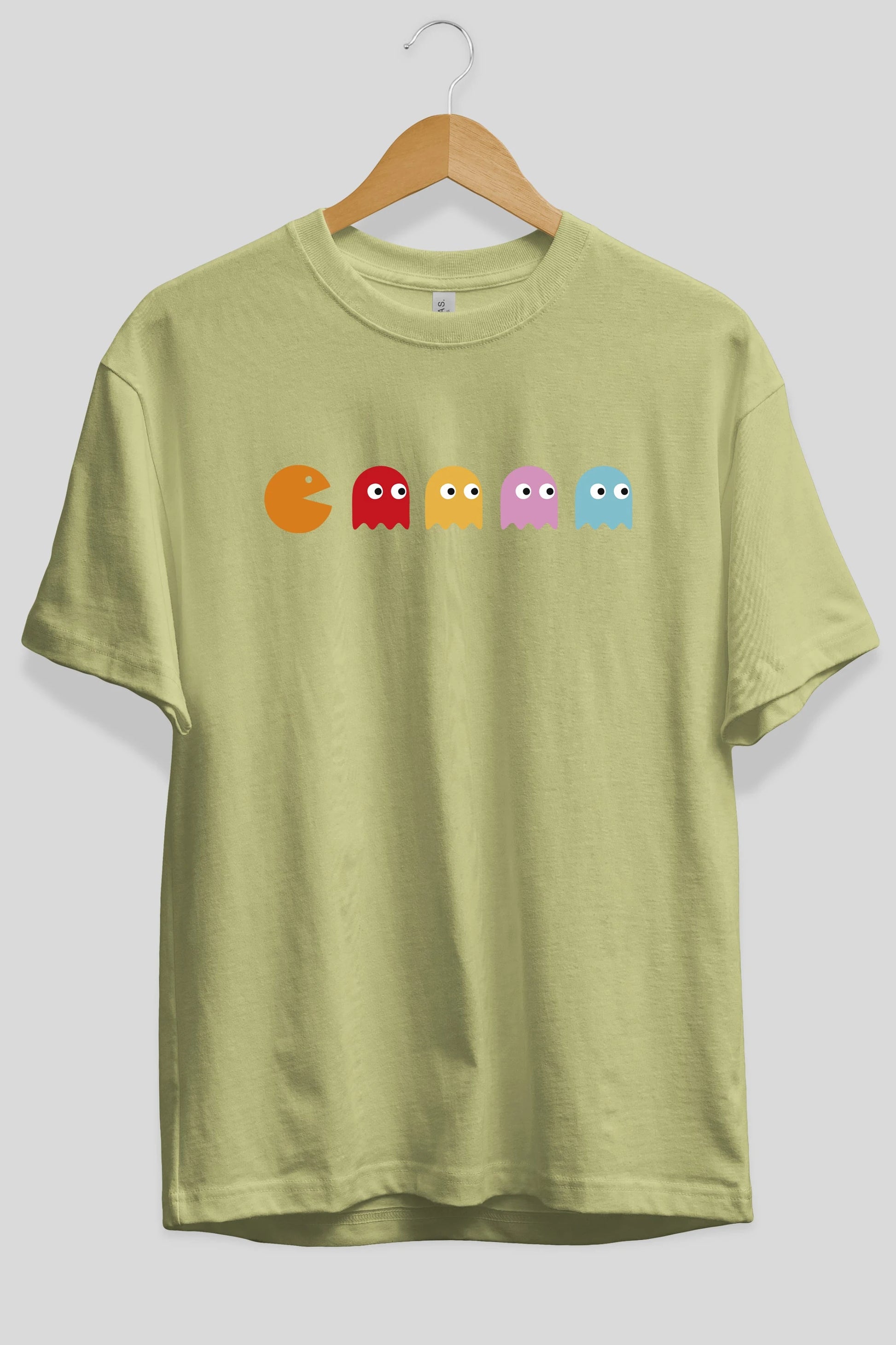 Pac-Man game Ön Baskılı Oversize t-shirt %100 pamuk Erkek Kadın Unisex