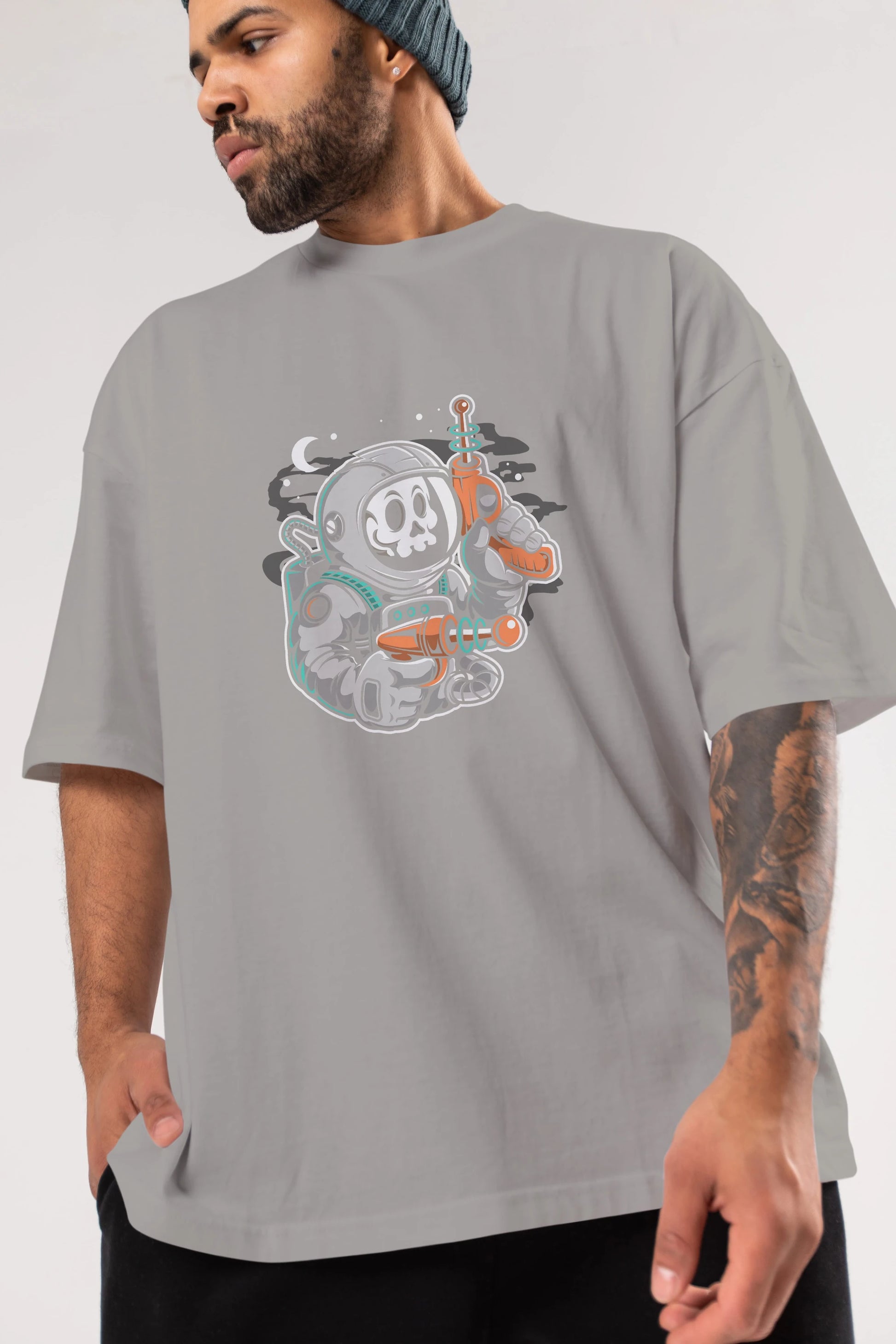 Astronaut Ray Gun Ön Baskılı Oversize t-shirt Erkek Kadın Unisex
