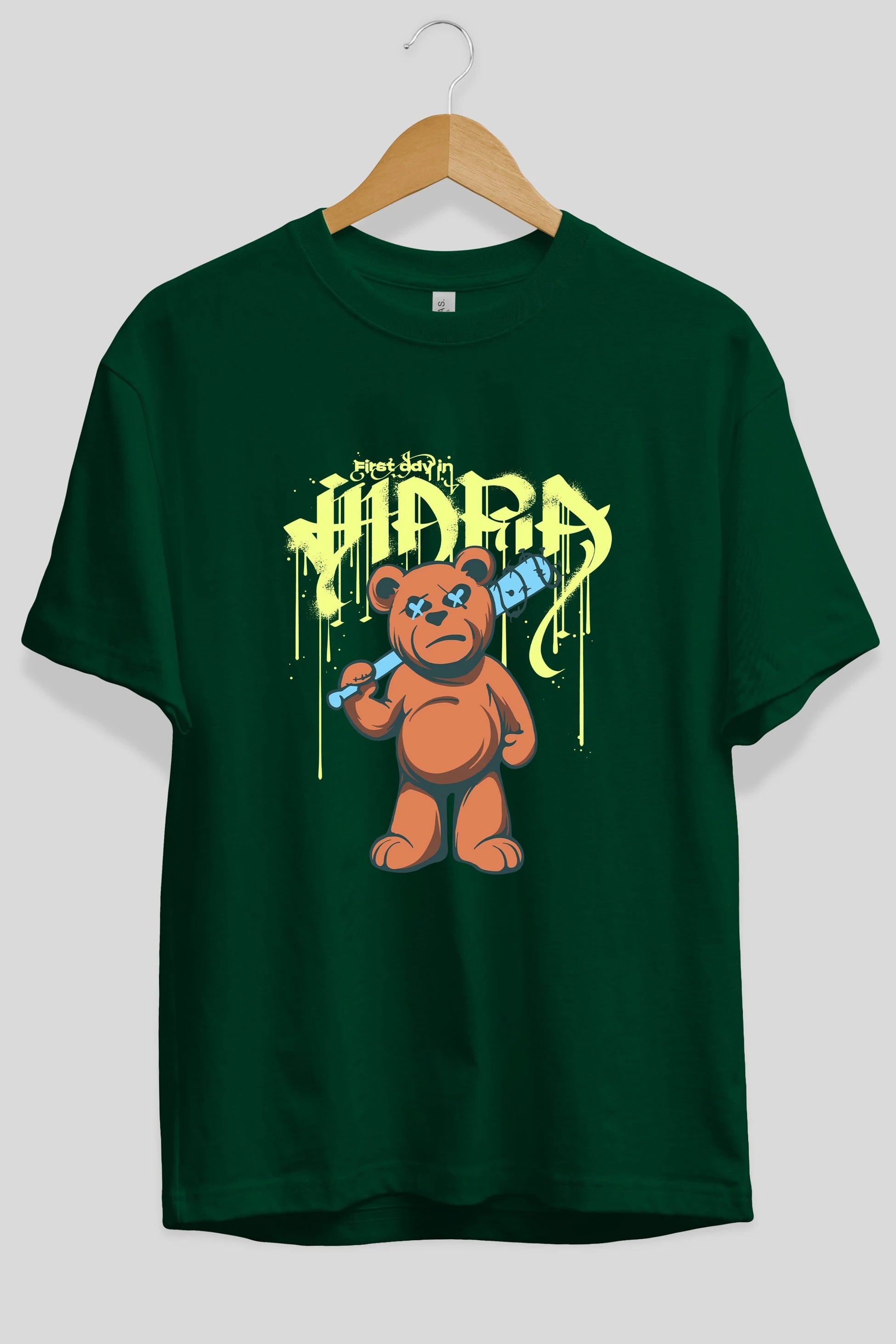 Hidra Bear Ön Baskılı Oversize t-shirt Erkek Kadın Unisex