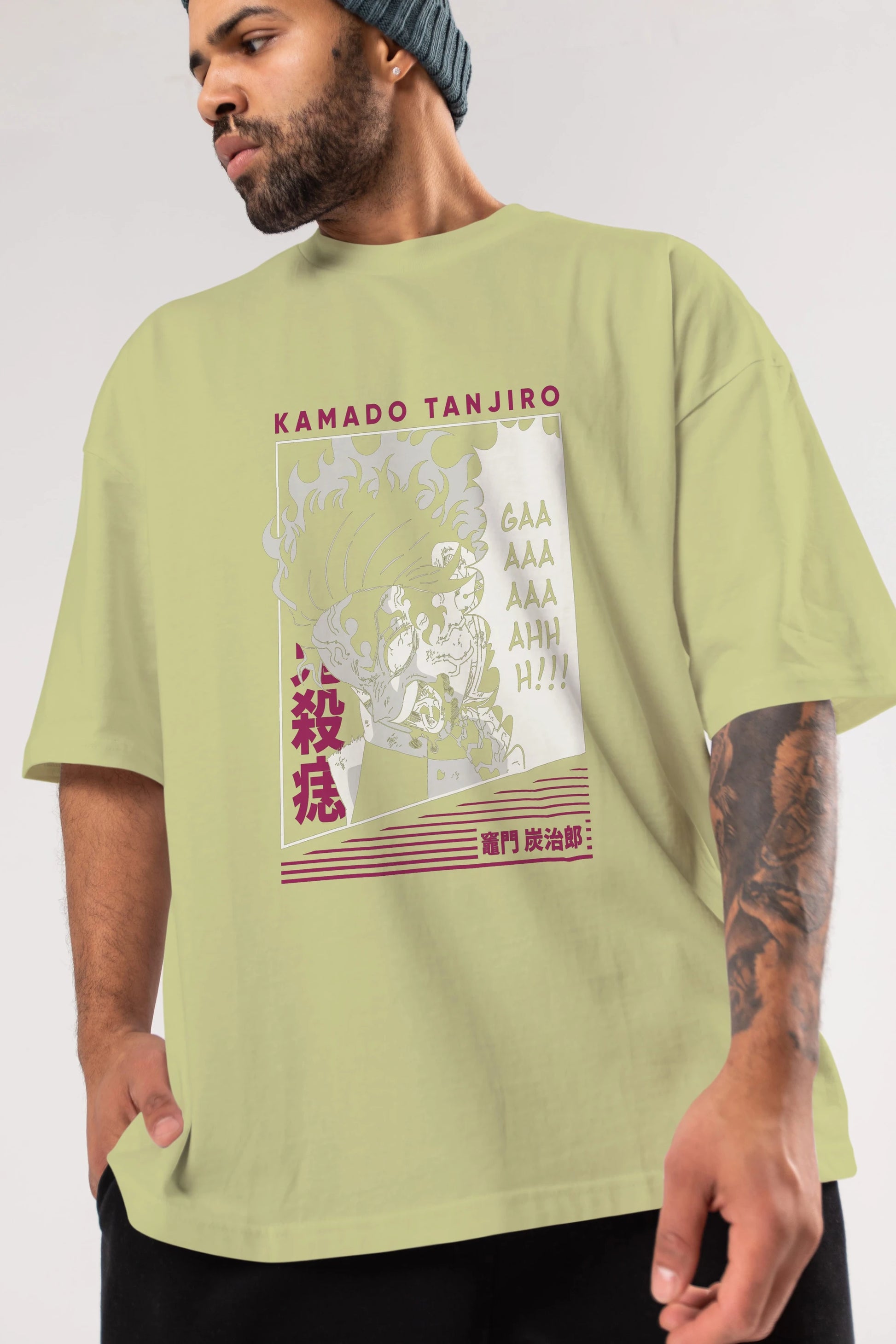 TANJIRO KAMADO 3 Anime Ön Baskılı Oversize t-shirt %100 pamuk Erkek Kadın Unisex