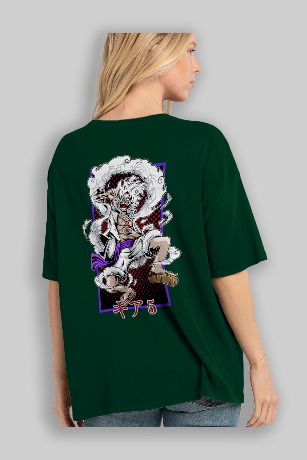 MONKEY D. LUFFY GEAR5 Anime Arka Baskılı Oversize t-shirt Erkek Kadın Unisex