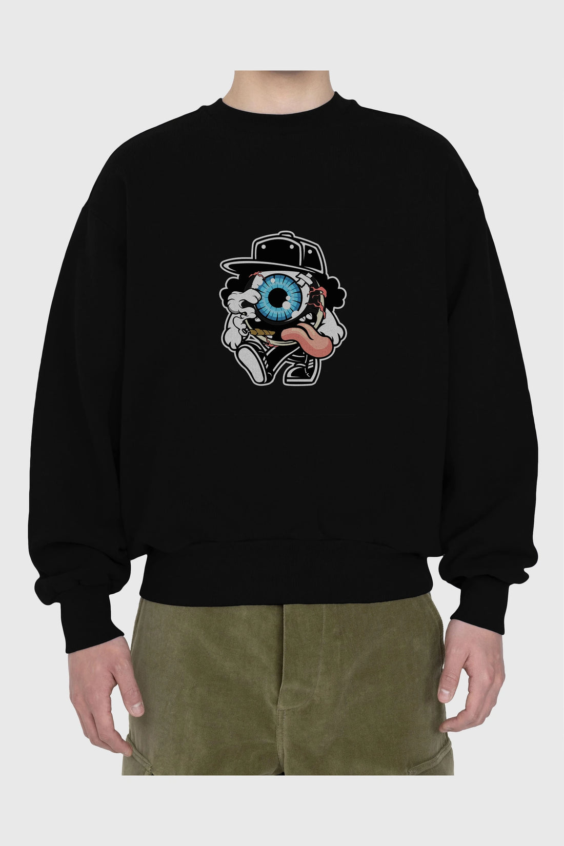 Eyeball Ön Baskılı Oversize Sweatshirt Erkek Kadın Unisex
