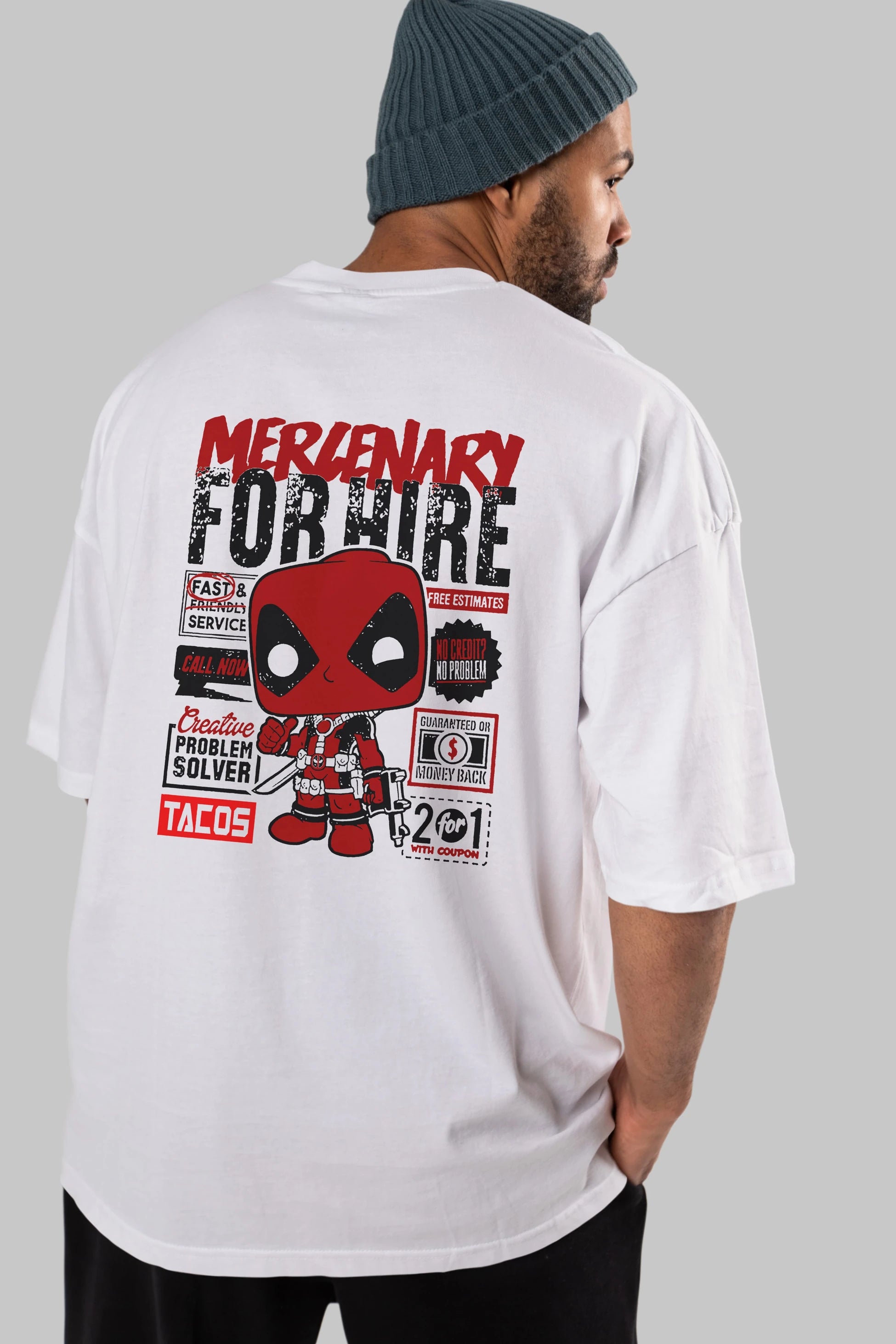 Deadpool (18) Arka Baskılı Oversize t-shirt Erkek Kadın Unisex %100 Pamuk Bisiklet Yaka tişort