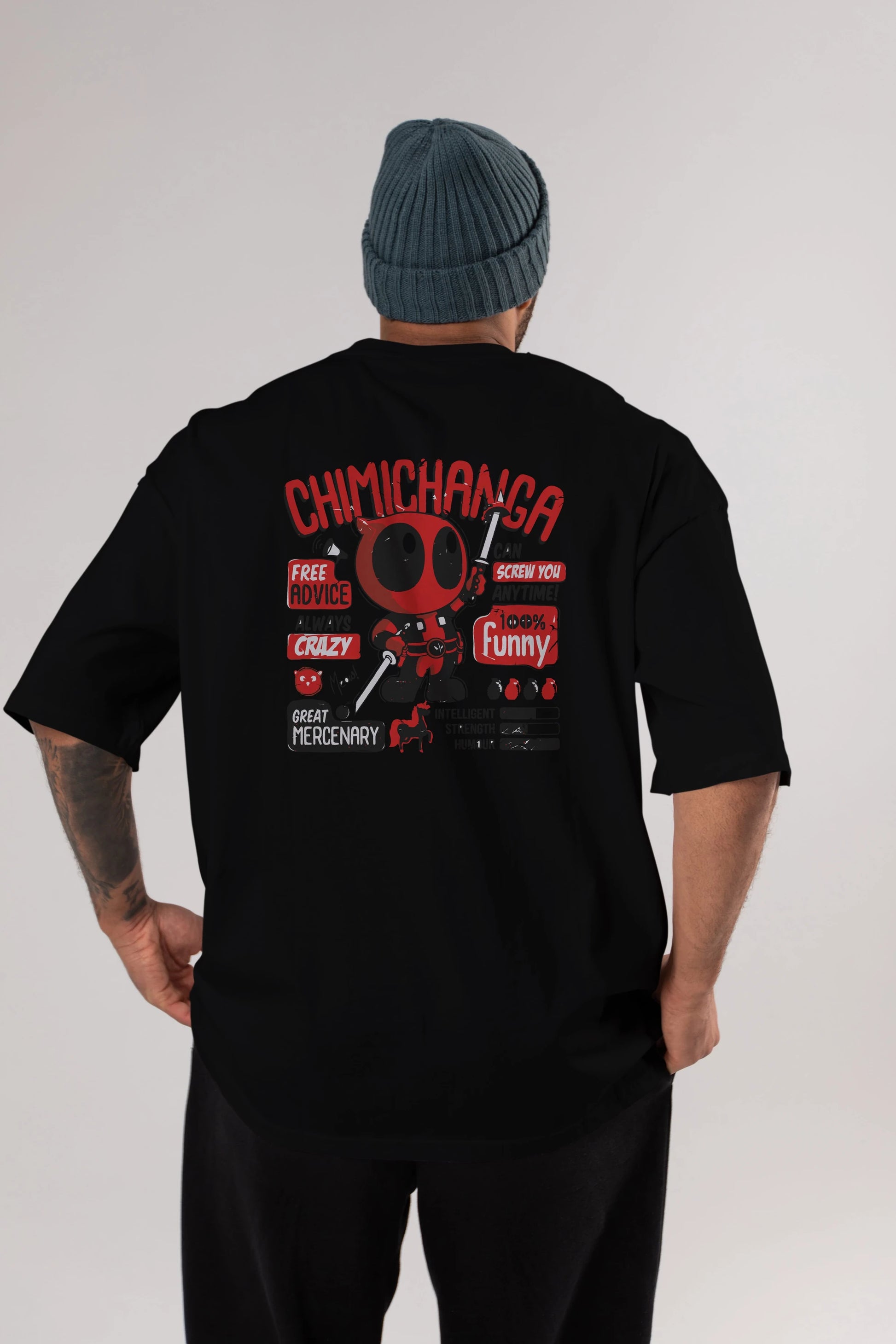 Deadpool (9) Arka Baskılı Oversize t-shirt Erkek Kadın Unisex %100 Pamuk Bisiklet Yaka tişort