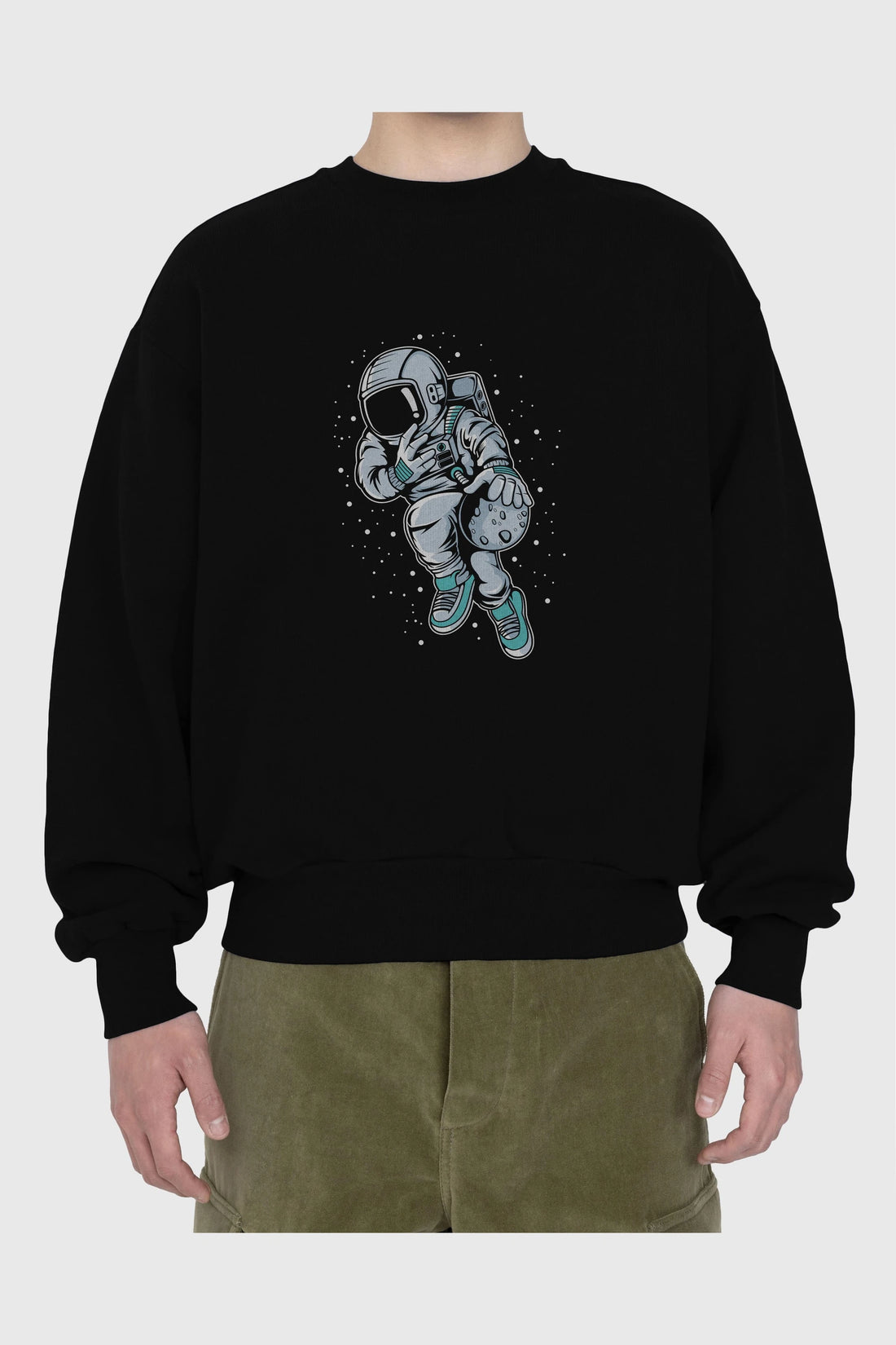 Astronaut Basketball (2) Ön Baskılı Oversize Sweatshirt Erkek Kadın Unisex