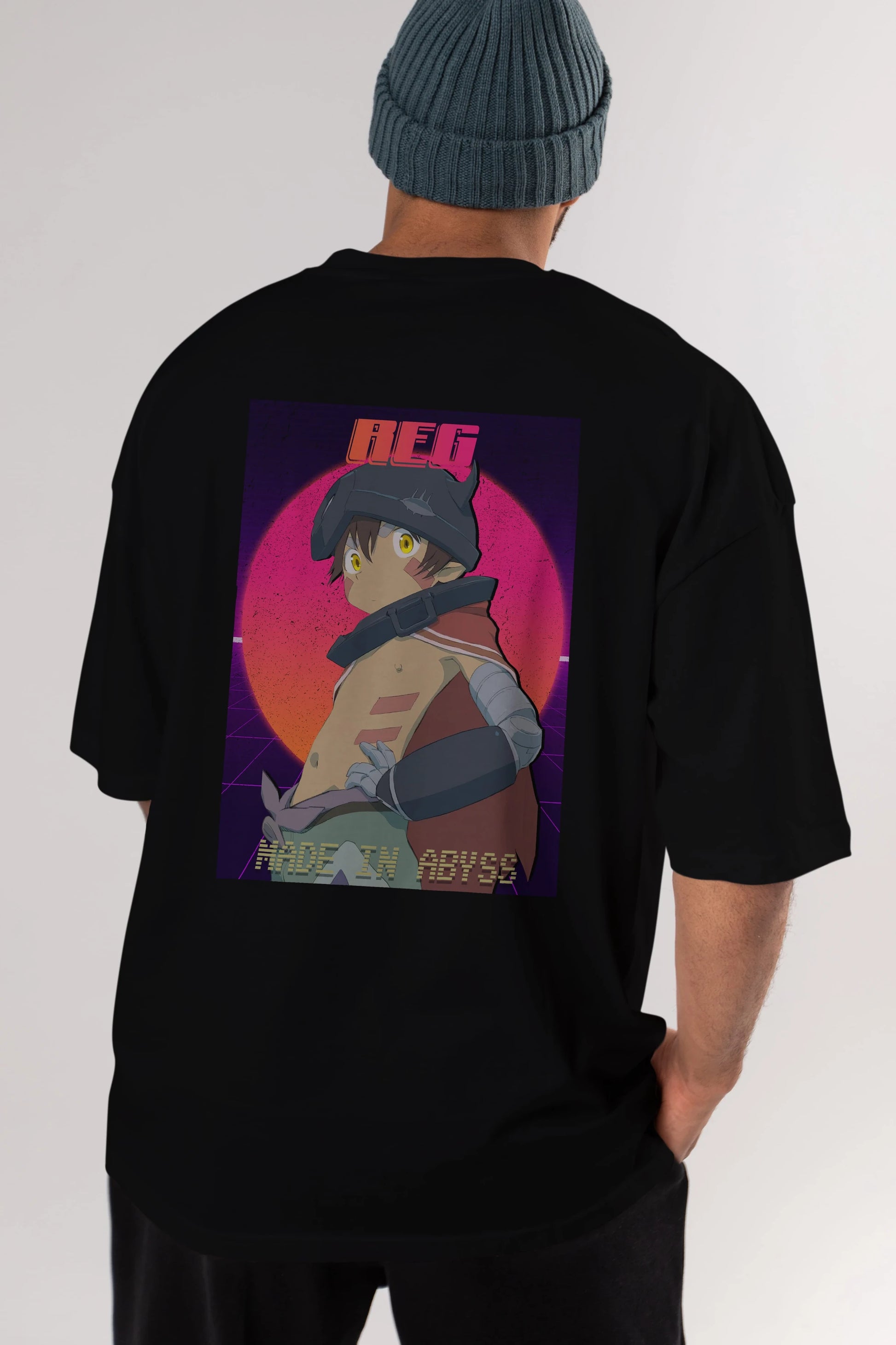 Reg 7 Anime Arka Baskılı Oversize t-shirt Erkek Kadın Unisex