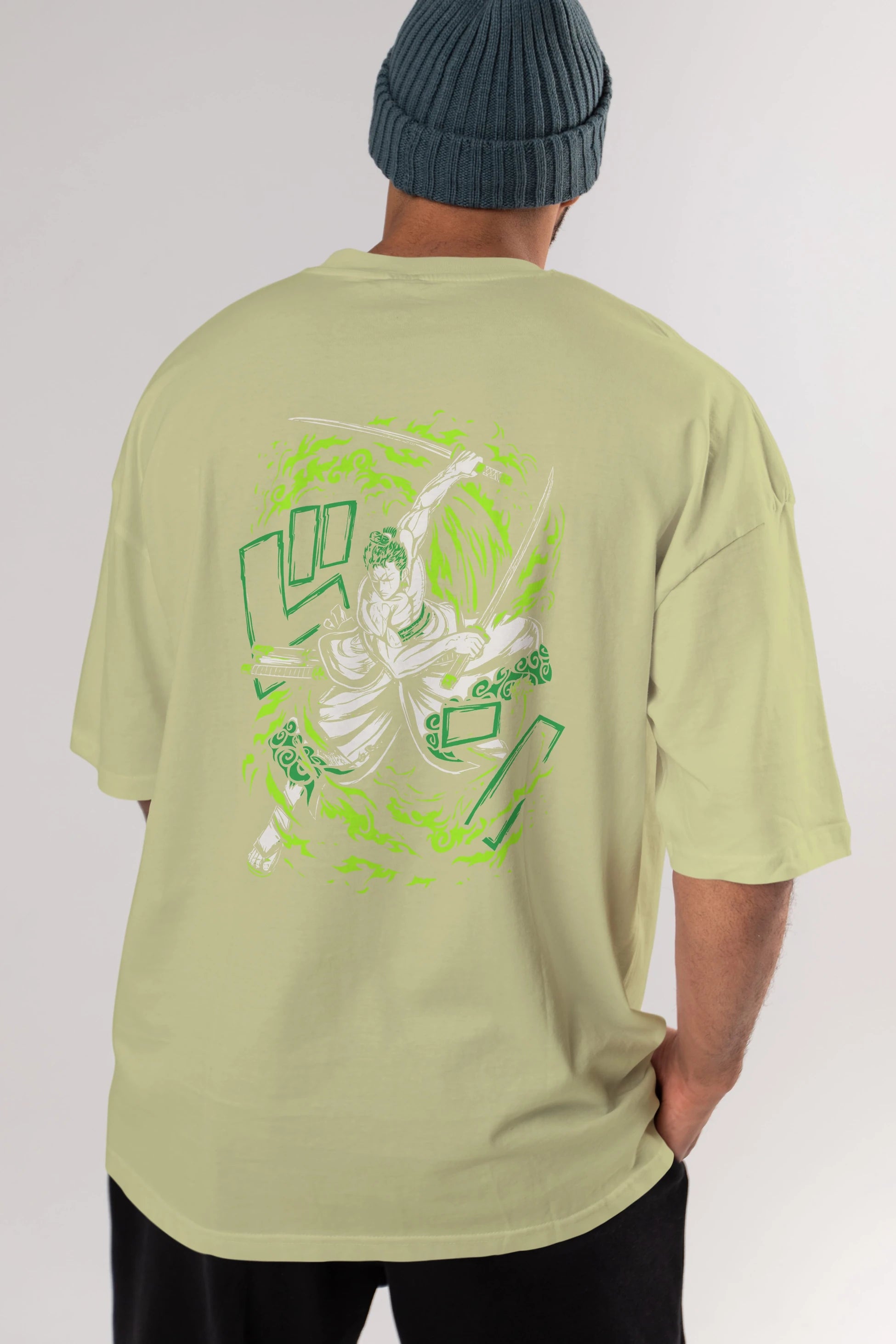 ZORO-ONE PIECE (2) Anime Arka Baskılı Oversize t-shirt Erkek Kadın Unisex