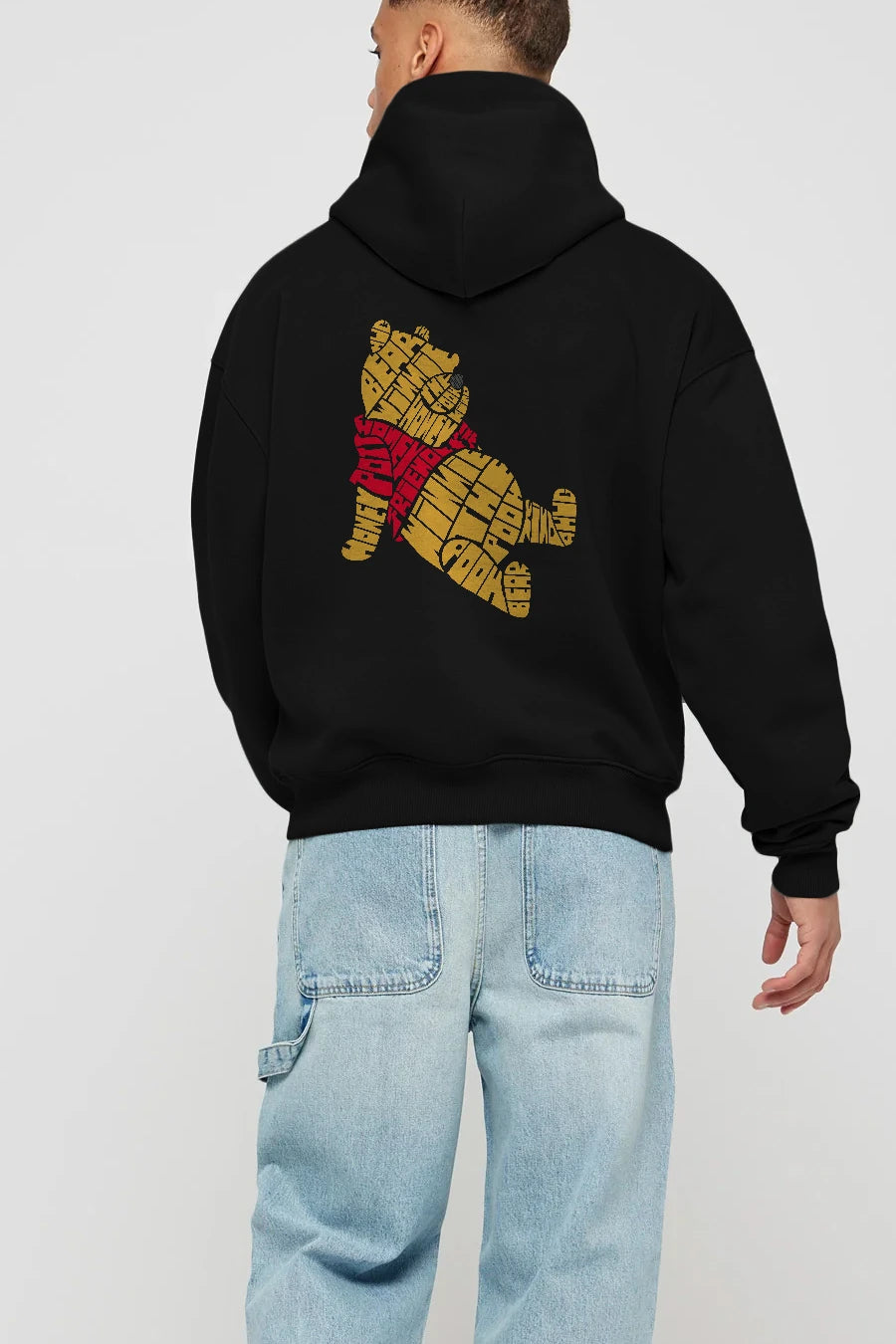 Winnie The Pooh Arka Baskılı Hoodie Oversize Kapüşonlu Sweatshirt Erkek Kadın Unisex