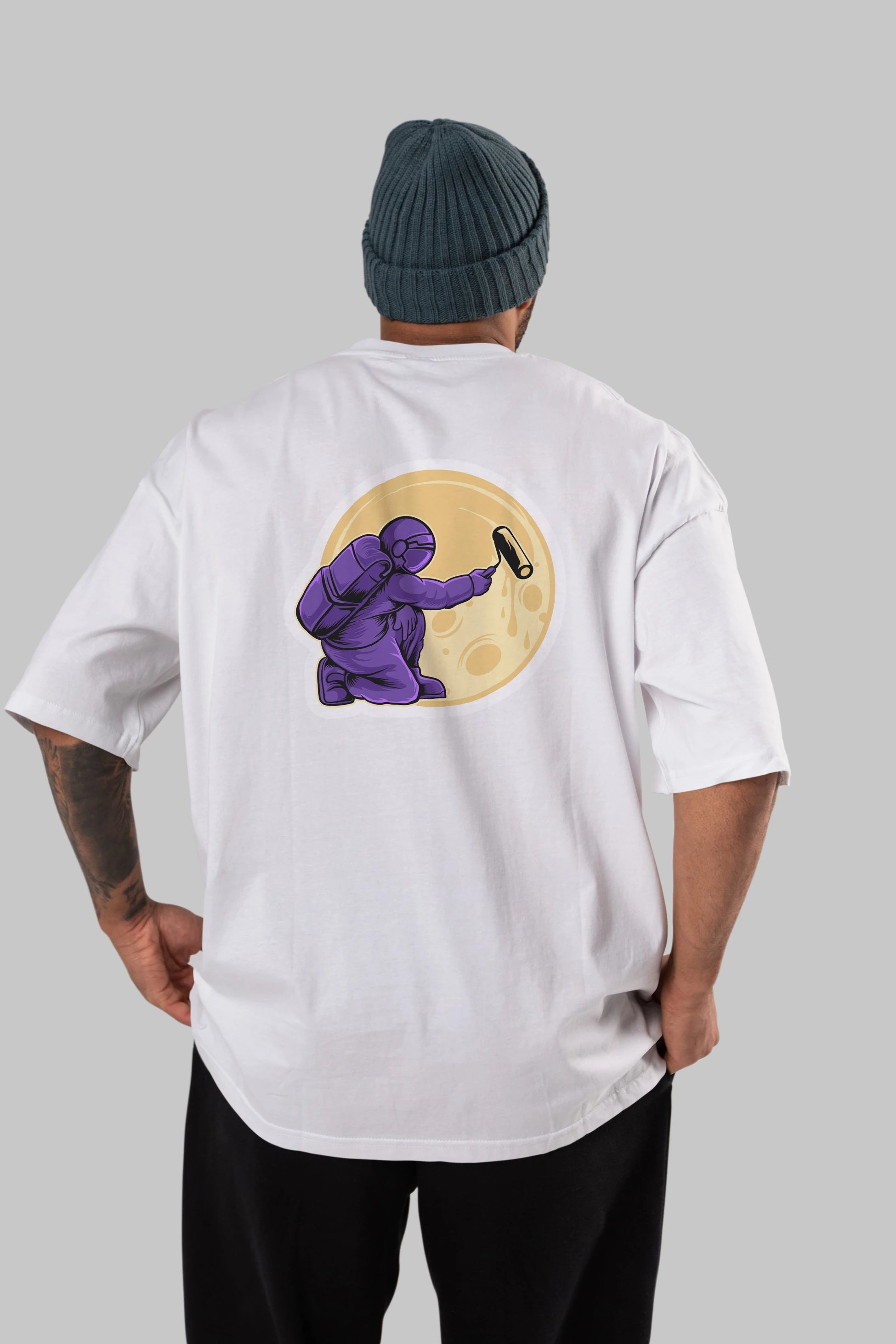 Astropaint Sticker Arka Baskılı Oversize t-shirt Erkek Kadın Unisex