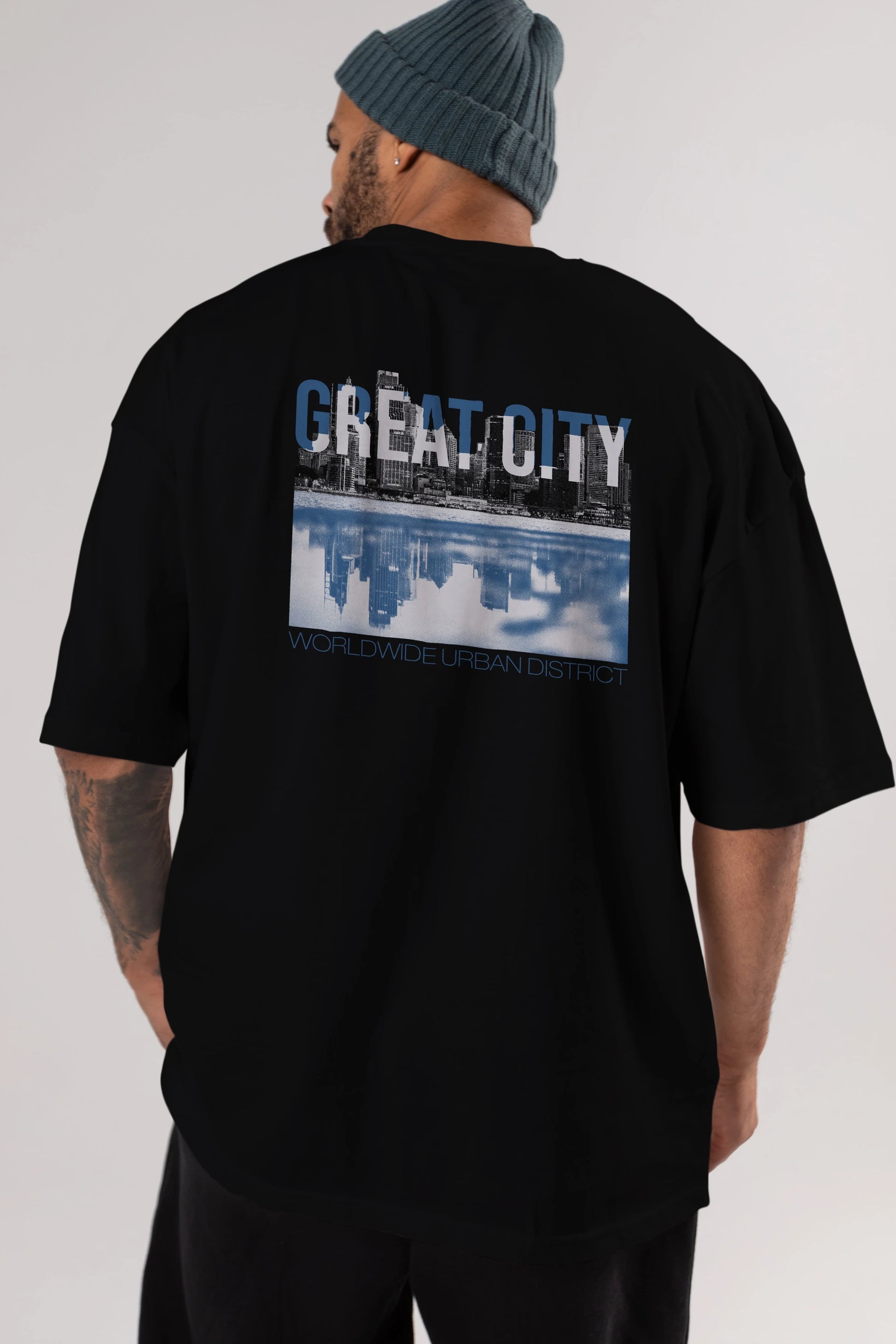 Great City Arka Baskılı Oversize t-shirt Erkek Kadın Unisex