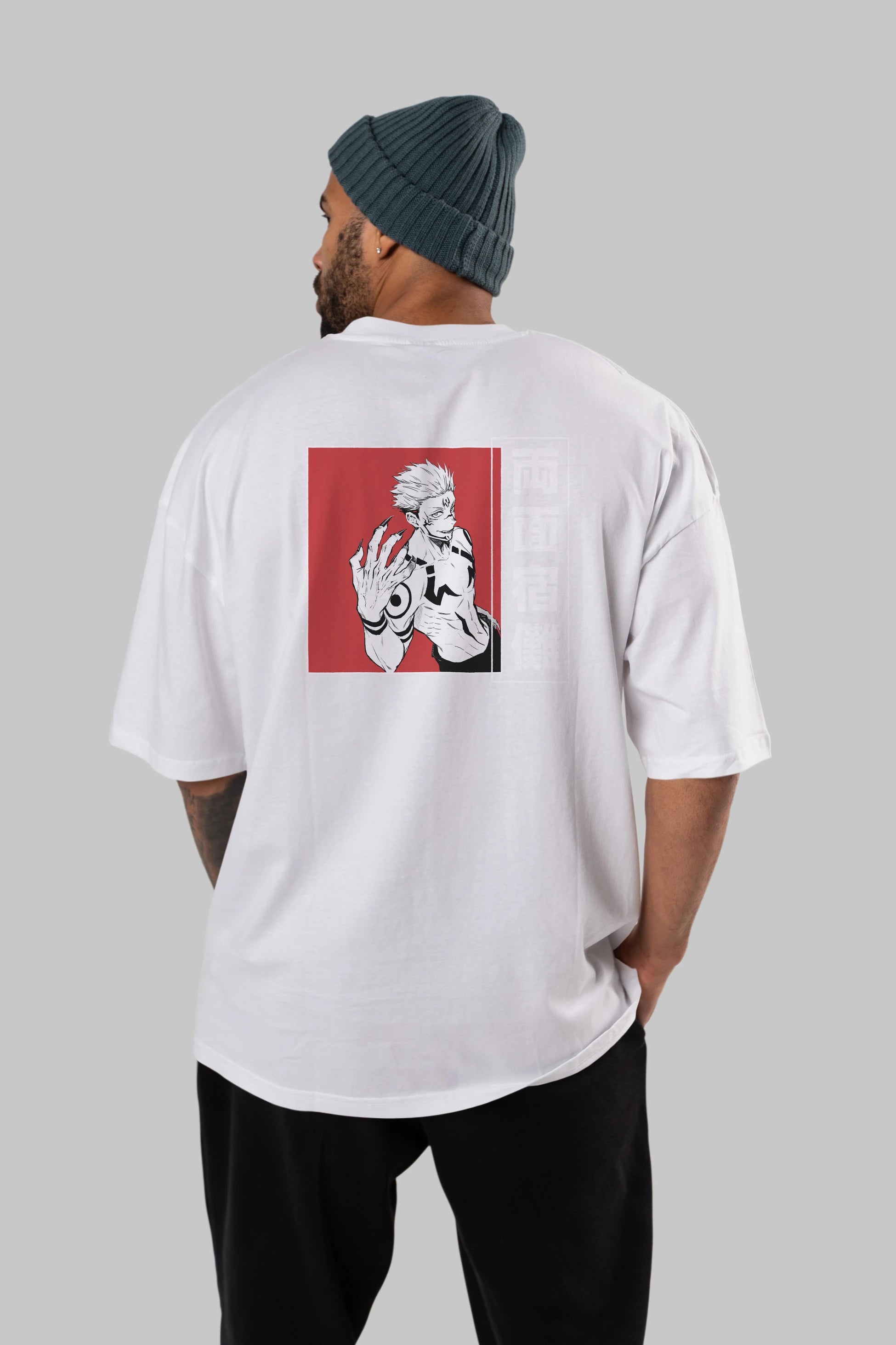 Sukuna Ryoumen 2 Anime Arka Baskılı Oversize t-shirt Erkek Kadın Unisex