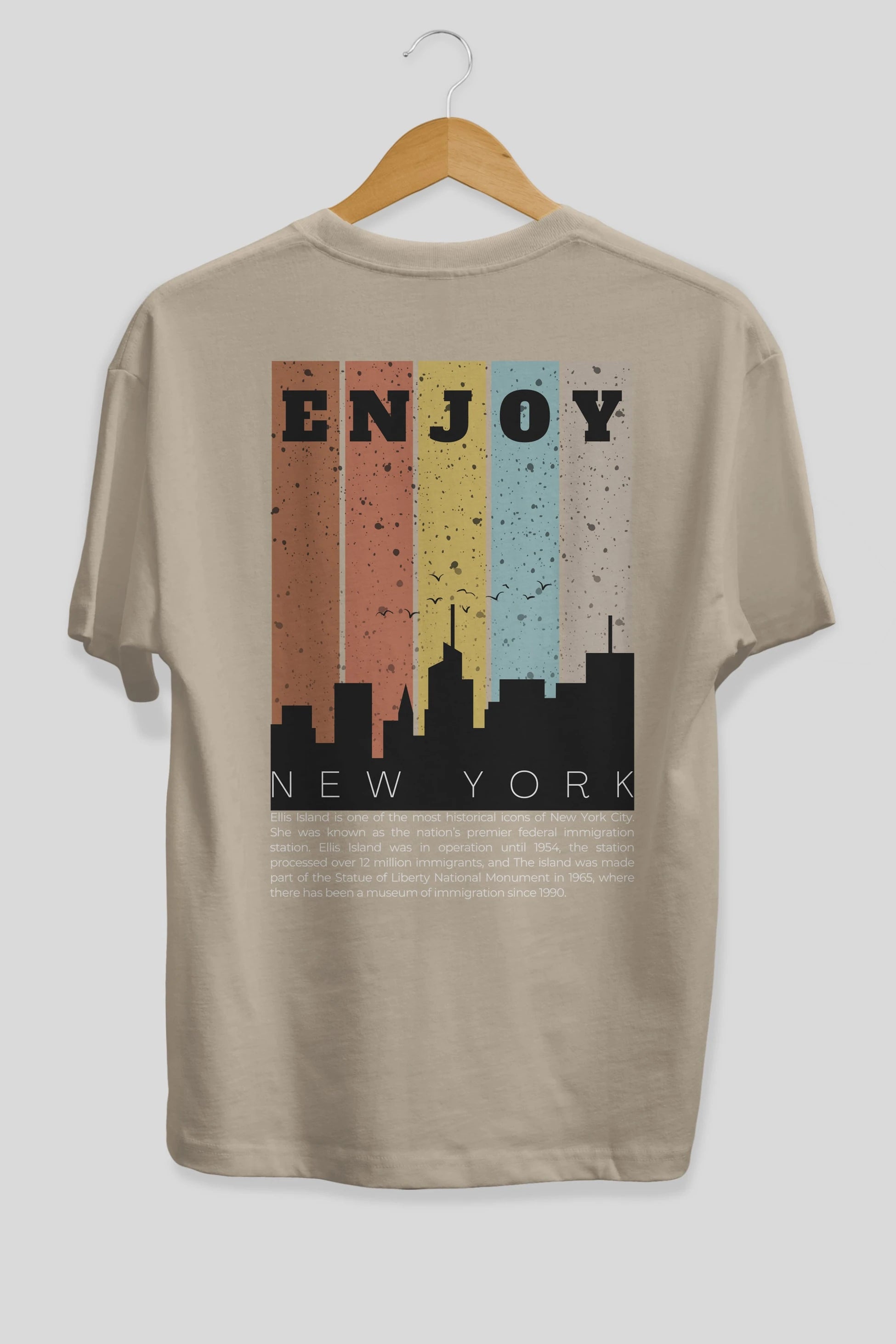 Enjoy New York Yazılı Arka Baskılı Oversize t-shirt Erkek Kadın Unisex