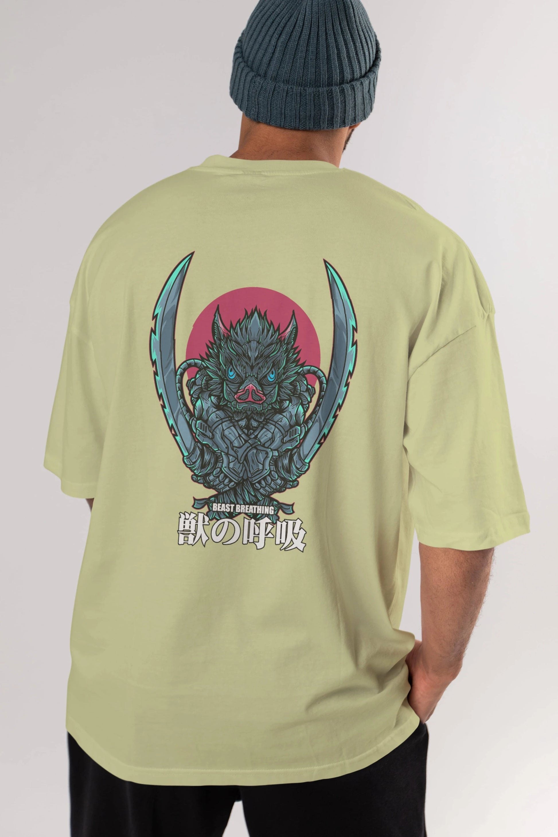 Inosuke DEMON SLAYER Anime Arka Baskılı Oversize t-shirt Erkek Kadın Unisex