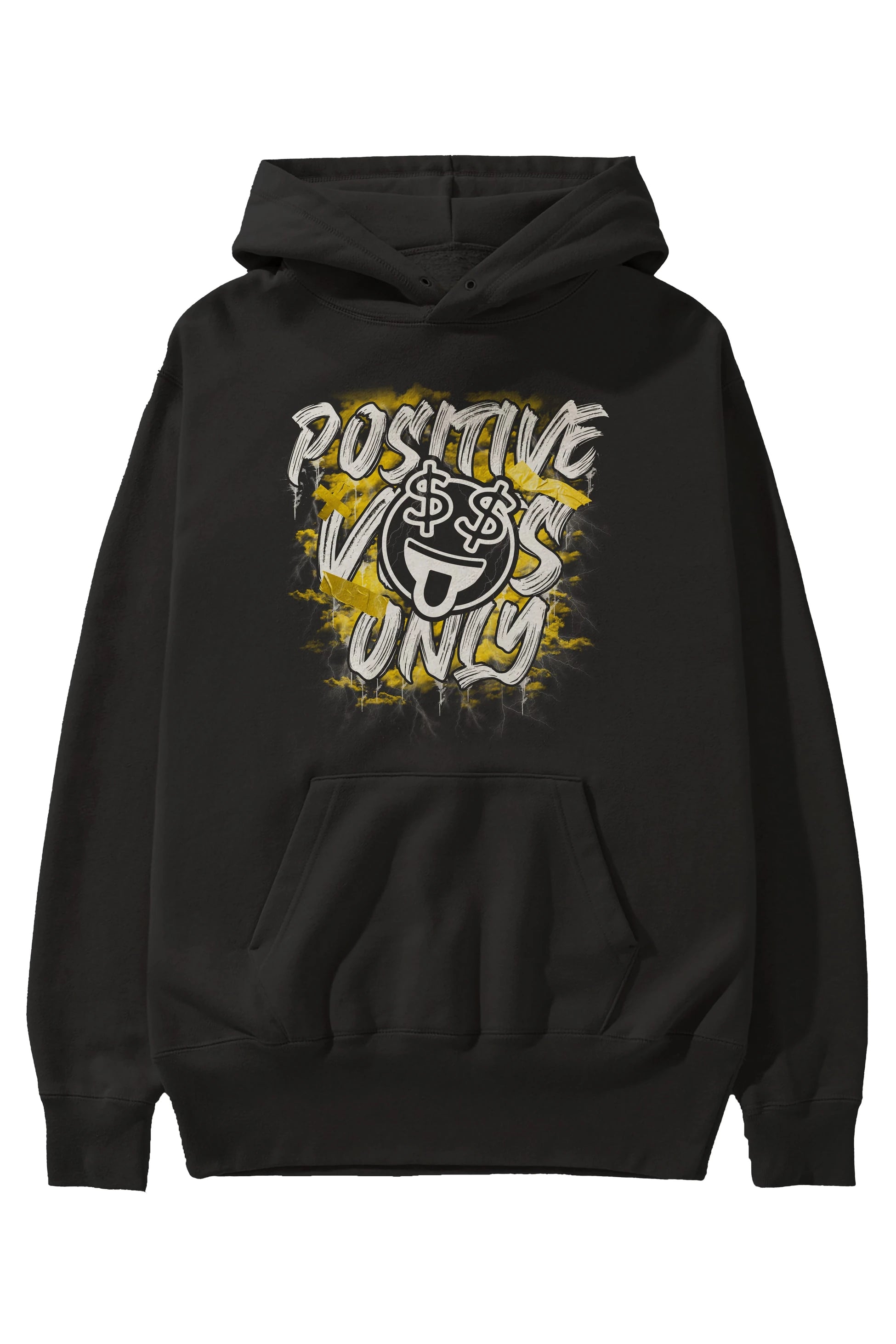 Positive Only Ön Baskılı Hoodie Oversize Kapüşonlu Sweatshirt Erkek Kadın Unisex