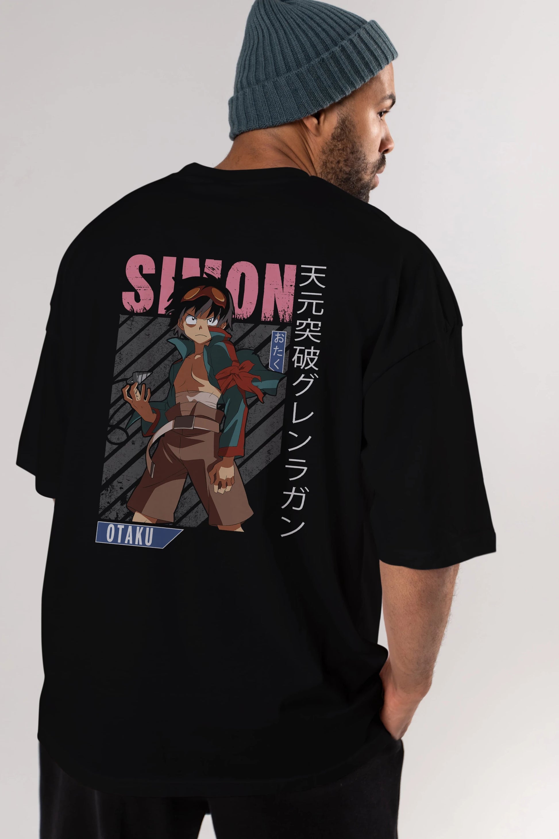 Simon 5 Anime Arka Baskılı Oversize t-shirt Erkek Kadın Unisex
