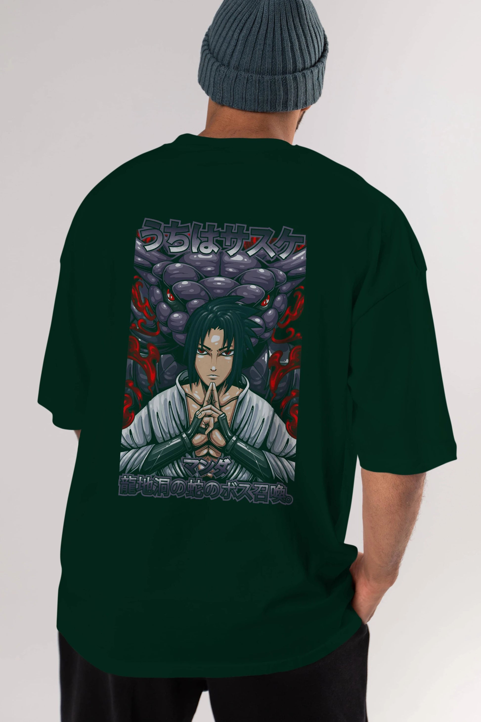 NARUTO SASUKE UCHIHA Anime Arka Baskılı Oversize t-shirt Erkek Kadın Unisex