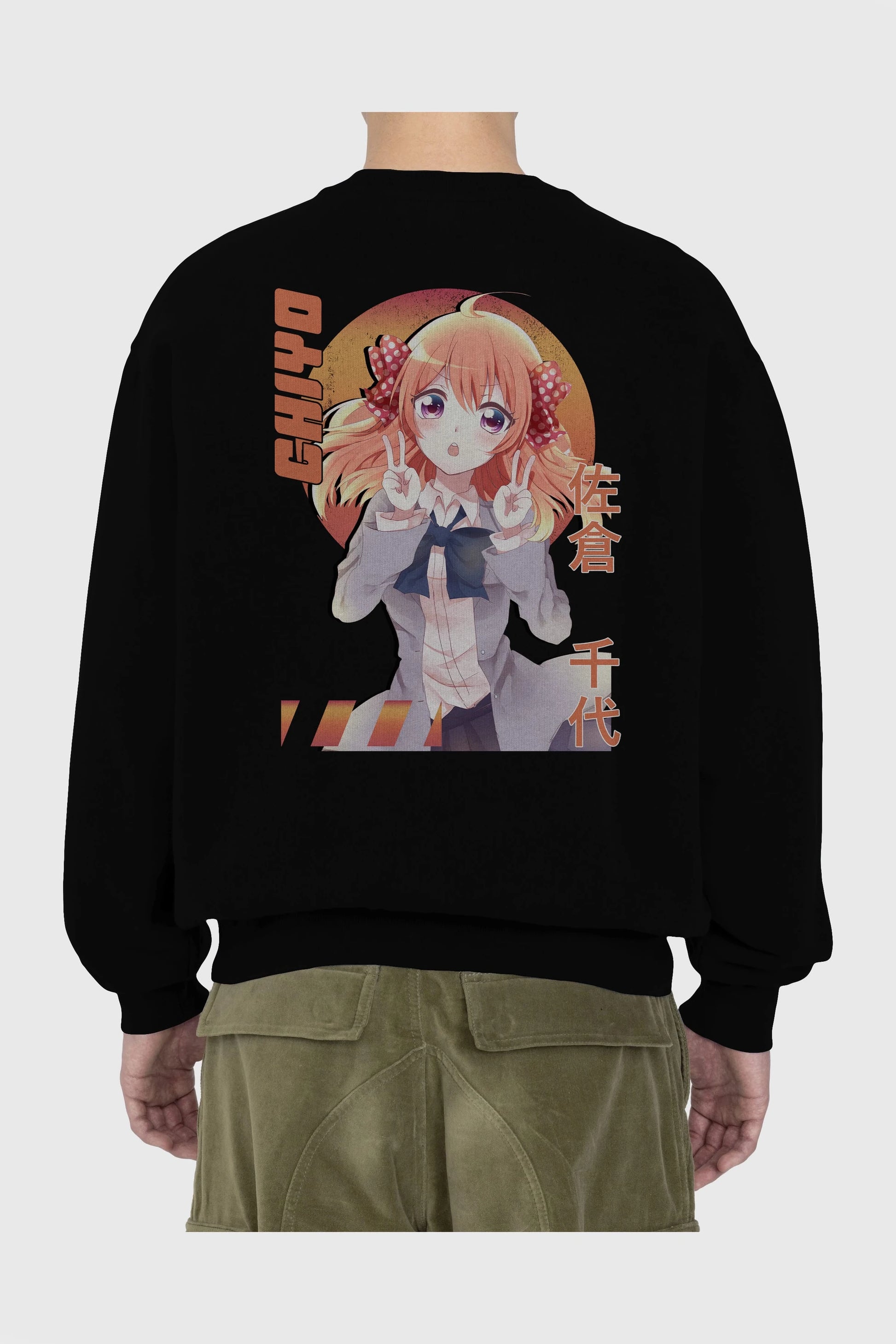 Chiyo Sakura 5 Anime Arka Baskılı Oversize Sweatshirt Erkek Kadın Unisex