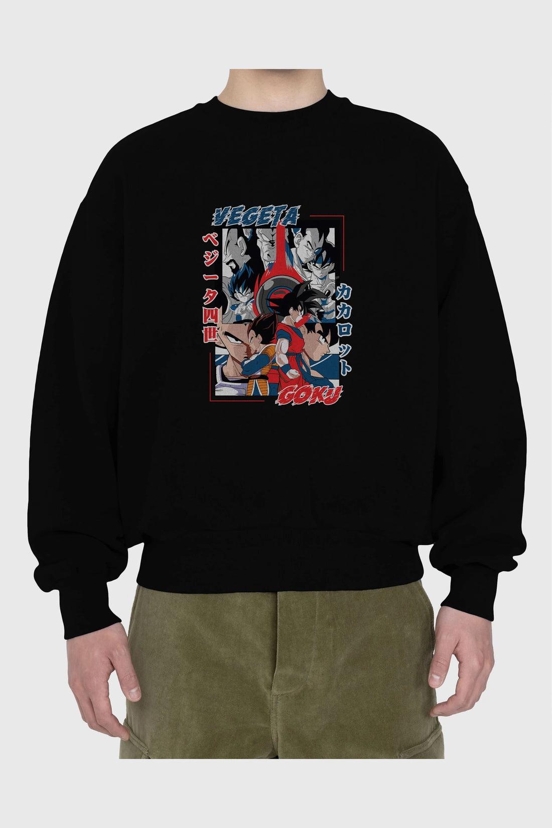VEGETA VS GOKU Anime Ön Baskılı Oversize Sweatshirt Erkek Kadın Unisex