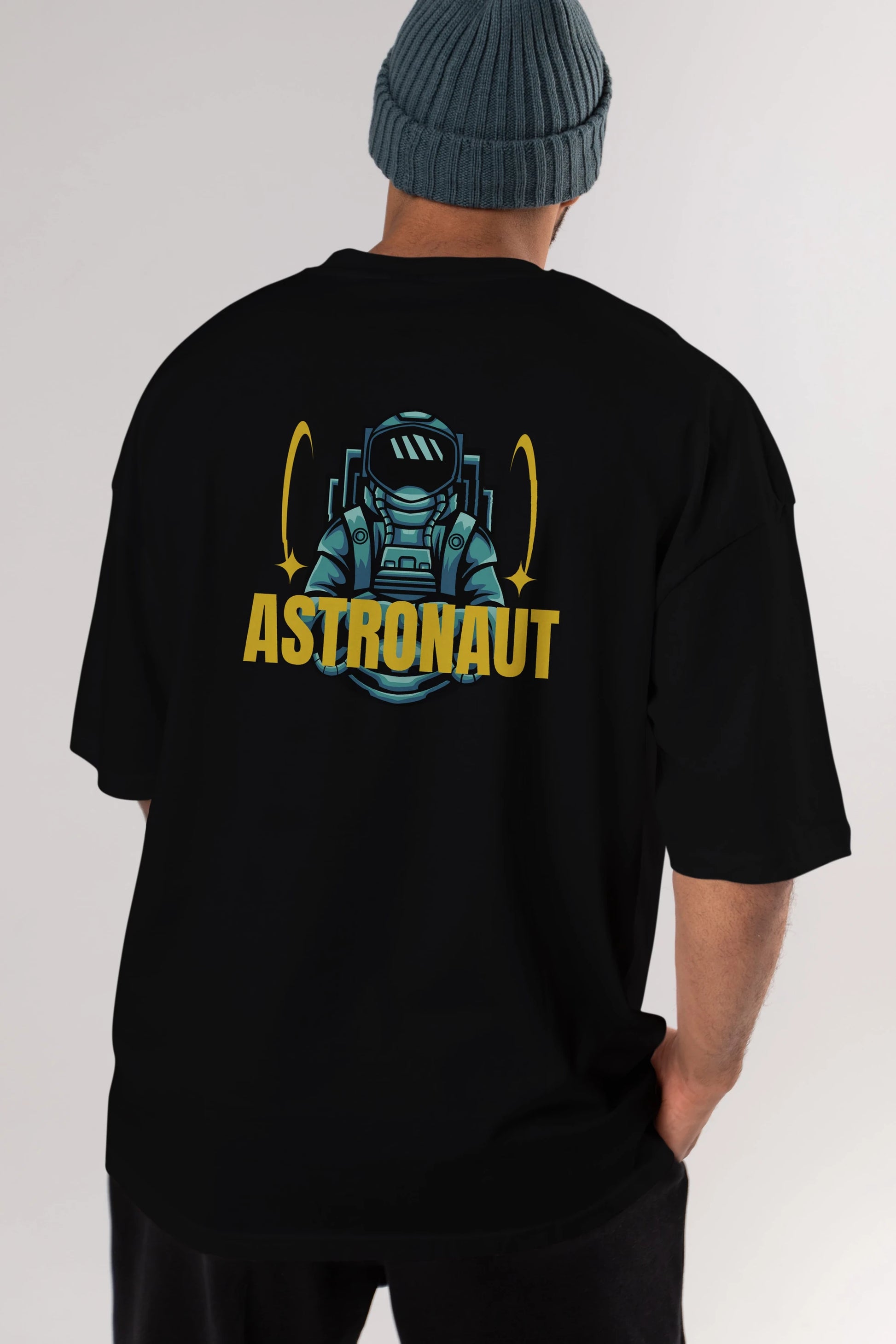Astronaut Arka Baskılı Oversize t-shirt Erkek Kadın Unisex