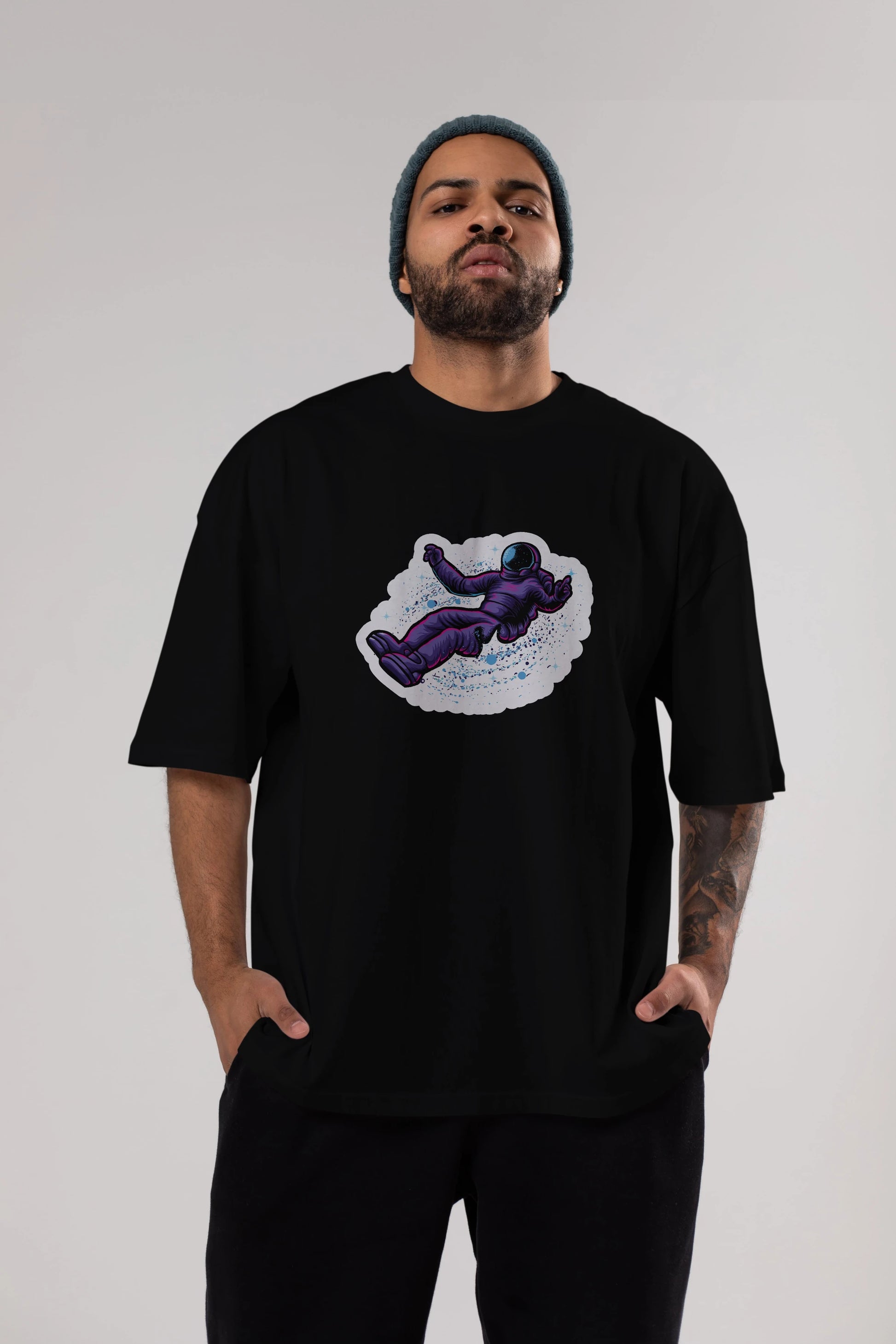 Having fun in outer space sticker Ön Baskılı Oversize t-shirt Erkek Kadın Unisex