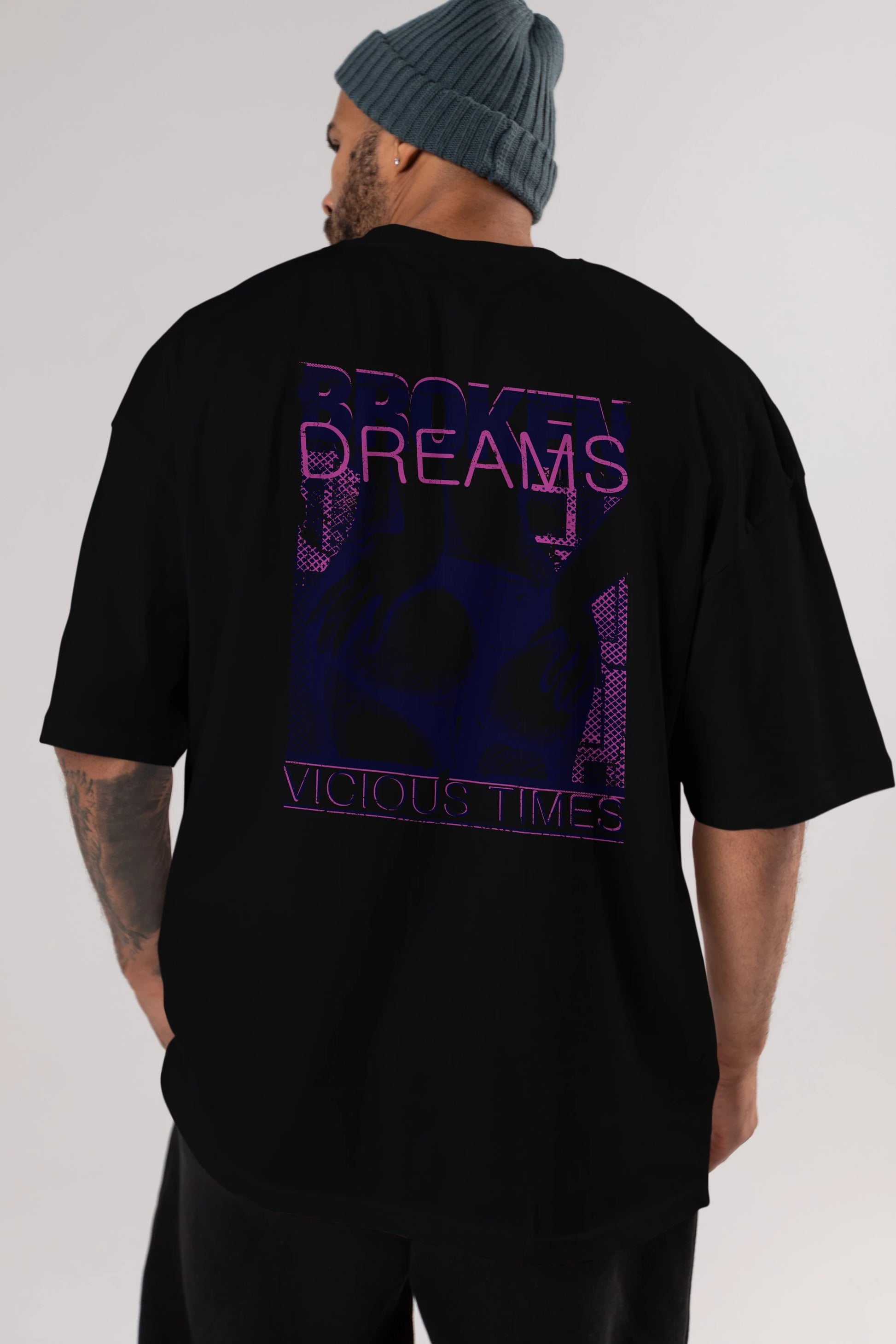 Broken Dreams Arka Baskılı Oversize t-shirt Erkek Kadın Unisex