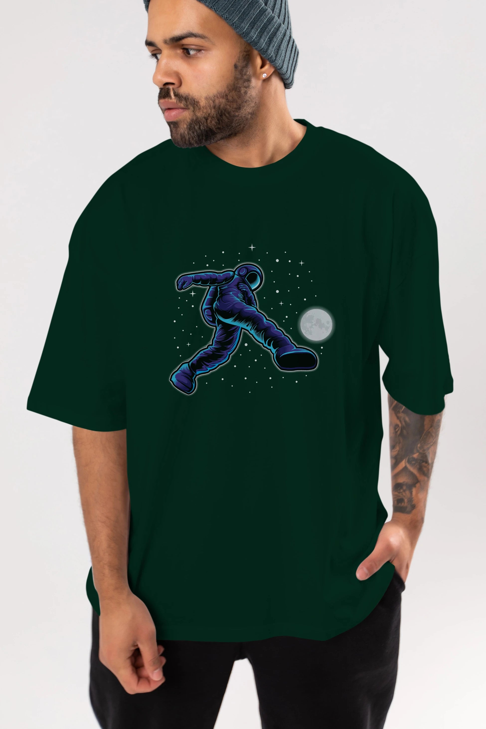 Astroball in Space Ön Baskılı Oversize t-shirt Erkek Kadın Unisex