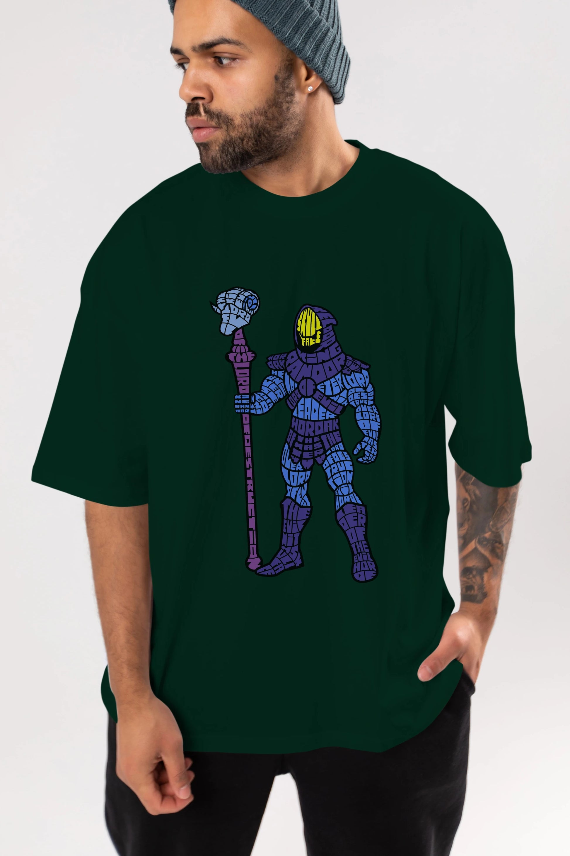 Skull Face Ön Baskılı Oversize t-shirt %100 pamuk Erkek Kadın Unisex